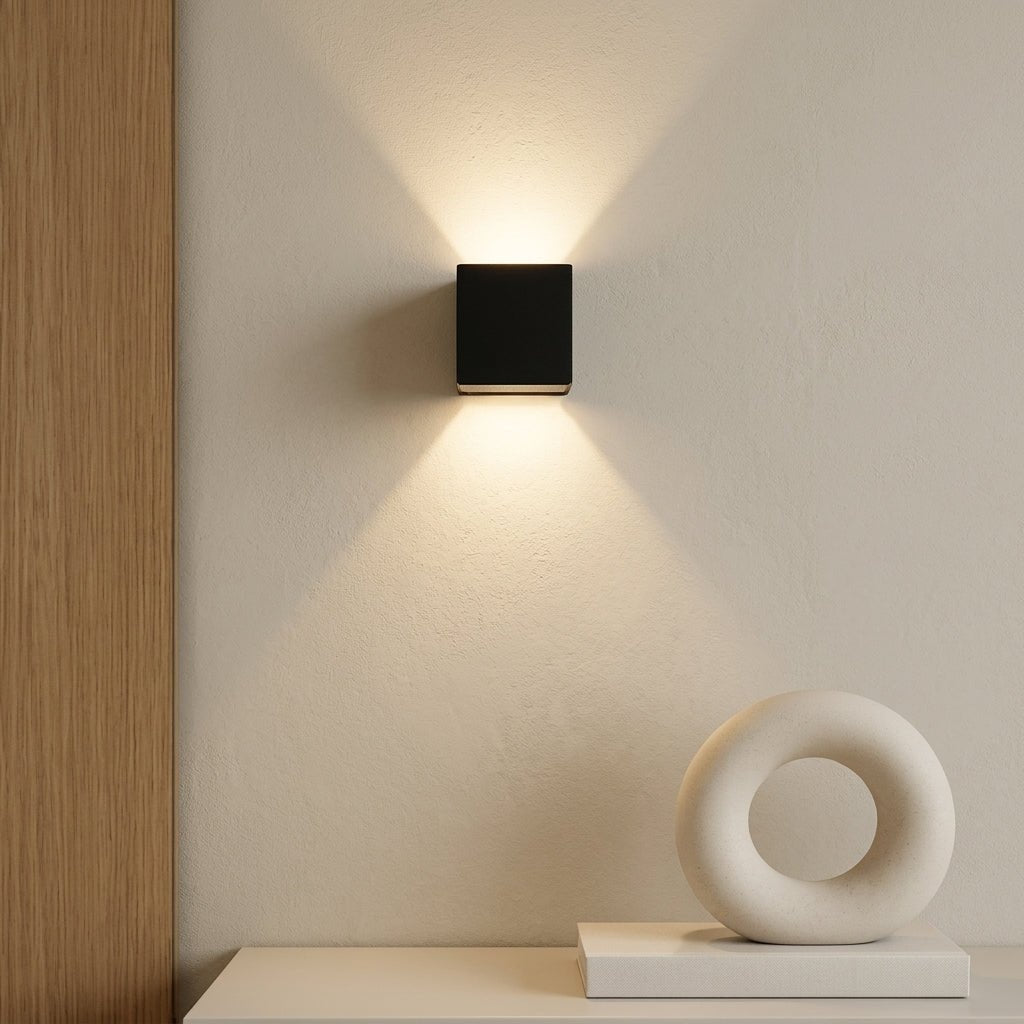 Cube Wall Light with Up and Down Beam Design - Wall Light Fixtures - Black - Oaksoho
