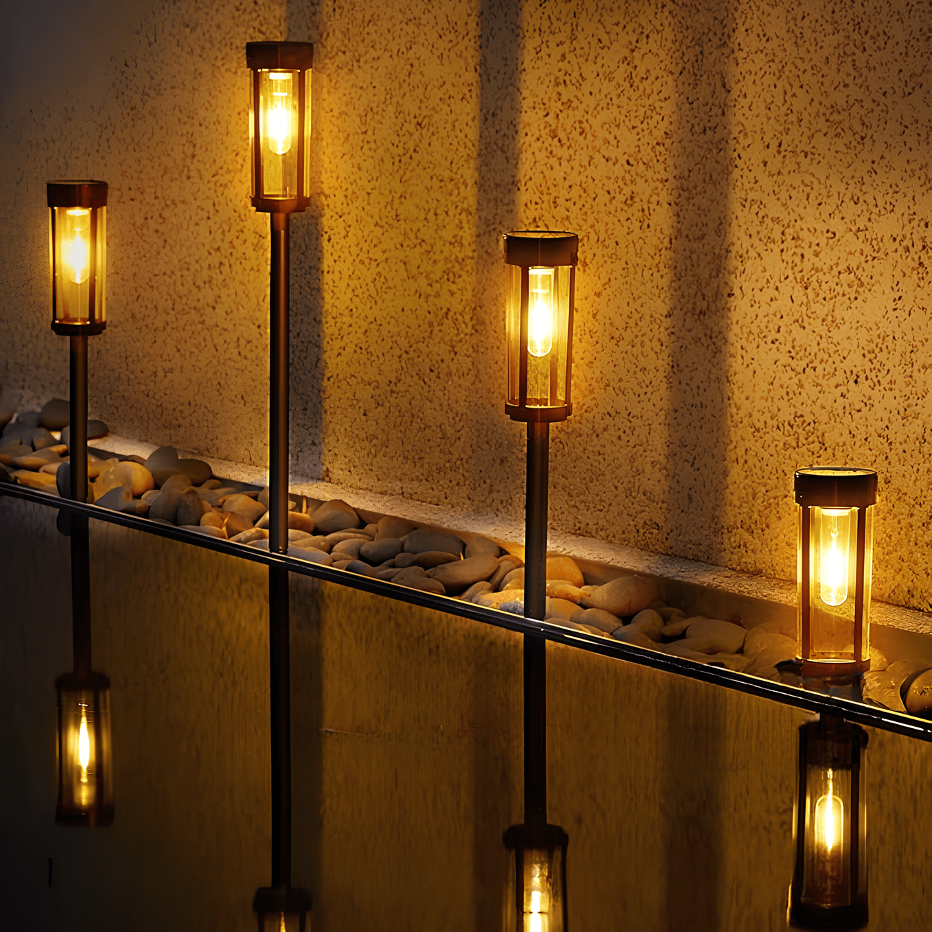 Cylindrical Solar Garden Path Lights on Stakes - Garden Light - Oaksoho