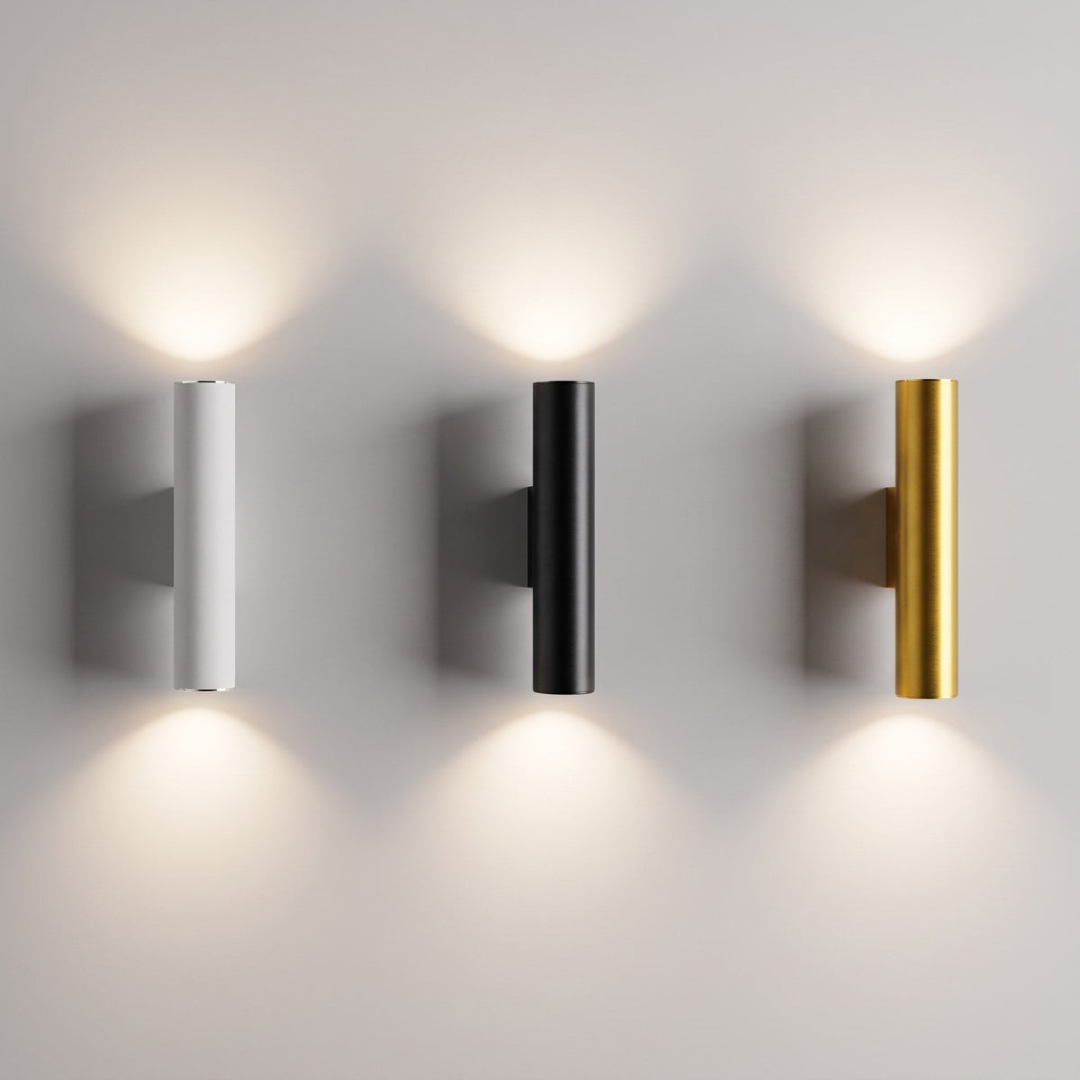 Cylindrical Wall Light with Up Down Light - Wall Light Fixtures - Gold - Oaksoho