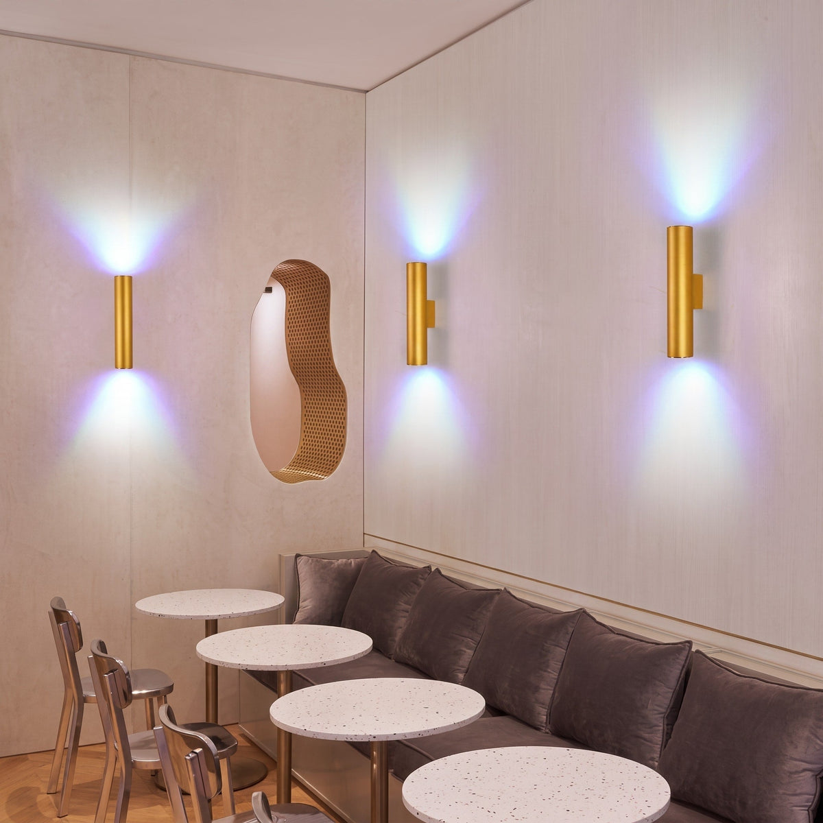 Cylindrical Wall Light with Up Down Light - Wall Light Fixtures - Gold - Oaksoho
