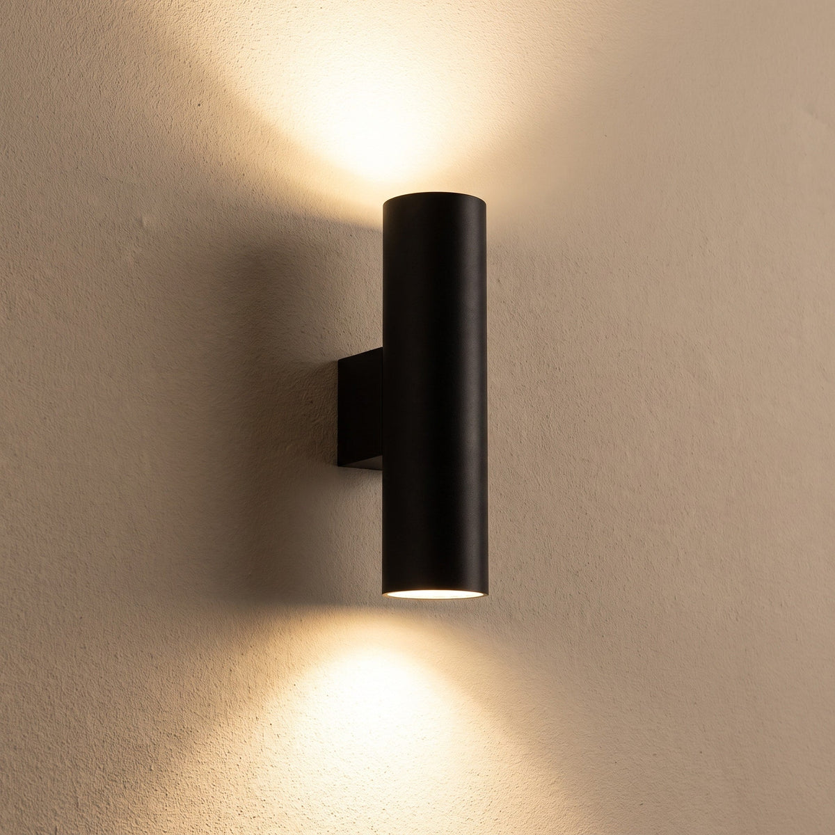 Cylindrical Wall Light with Up Down Light - Wall Light Fixtures - Black - Oaksoho