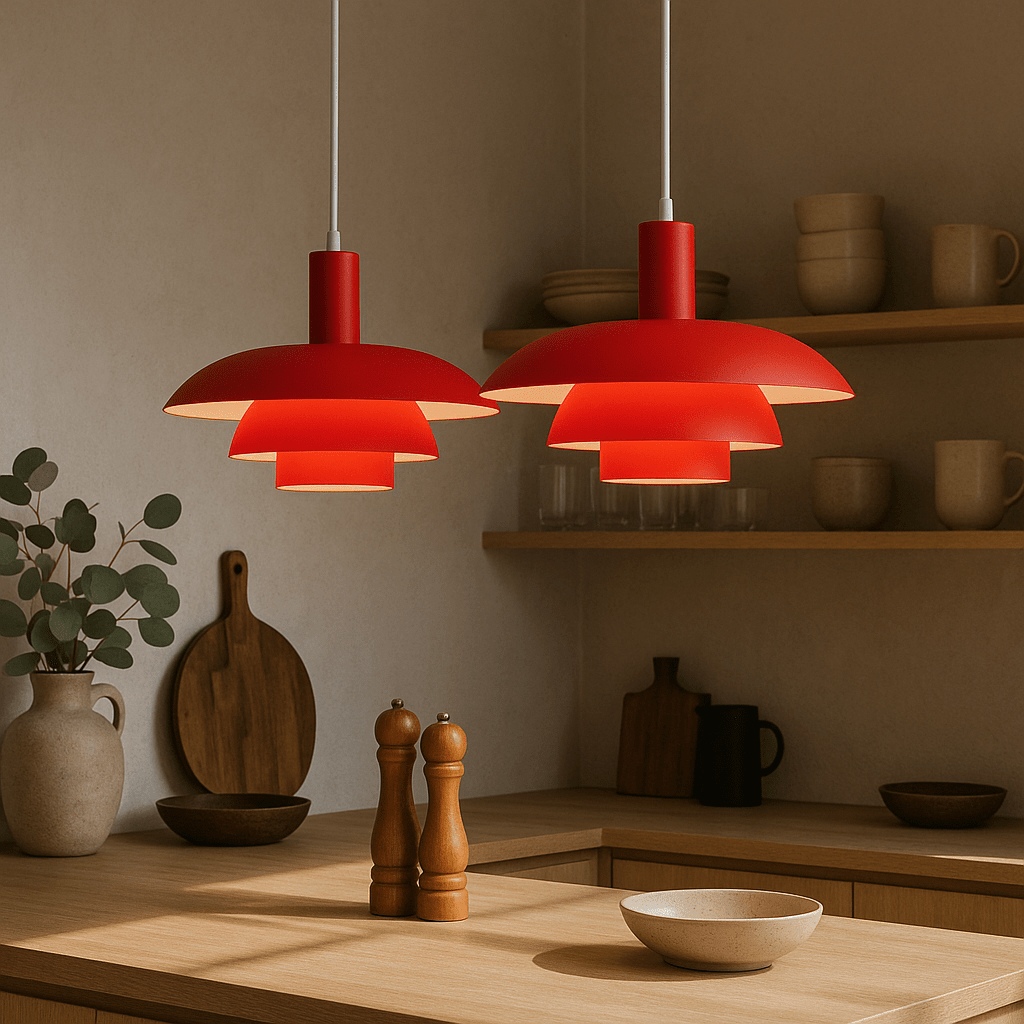 Danish Style LED Pendant Light Modern Design - Deckenleuchte - Red - Oaksoho