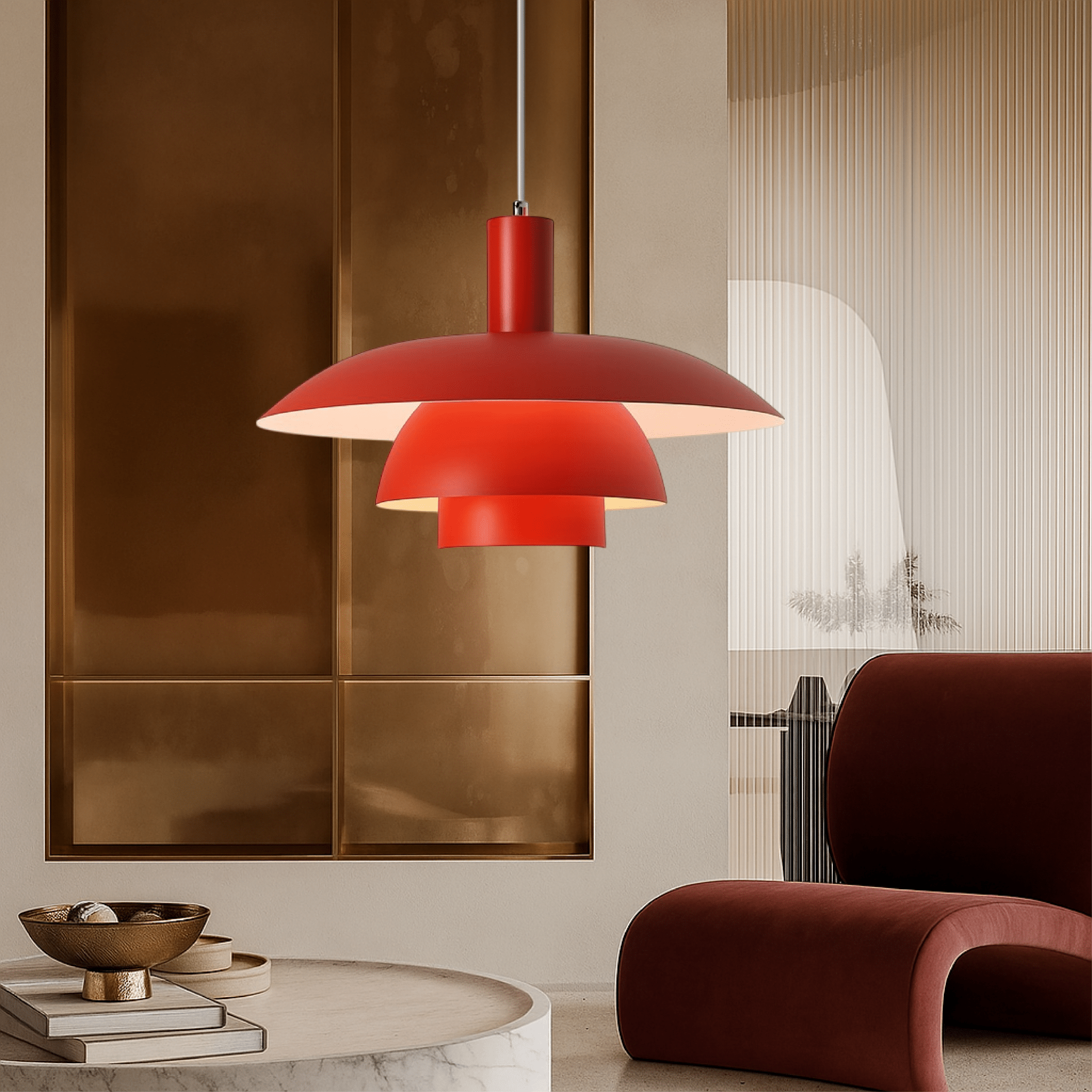 Danish Style LED Pendant Light Modern Design - Deckenleuchte - Red - Oaksoho