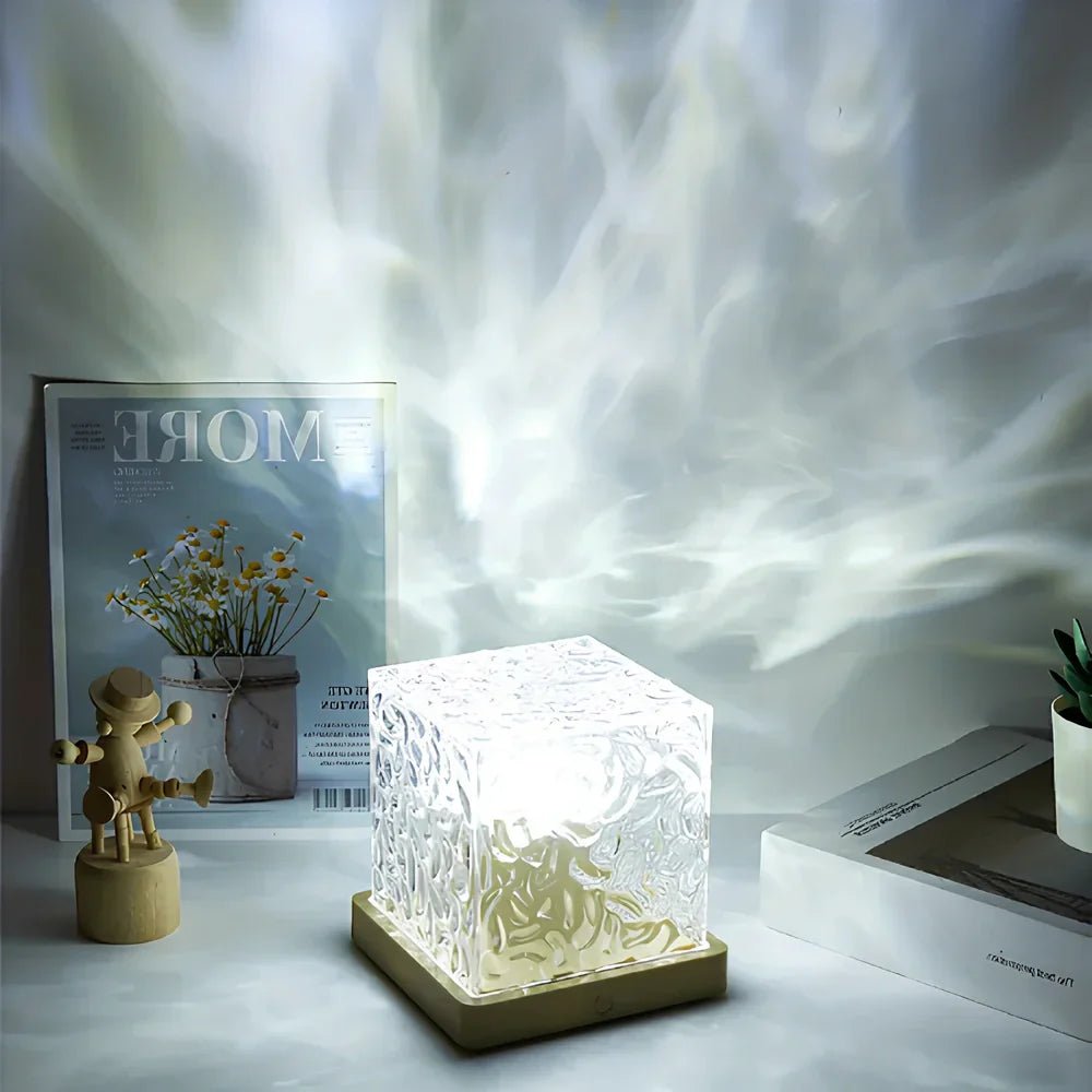 Decorative Cube LED Table Lamp Glass Ice Cube Design - Table Lamps - Oaksoho