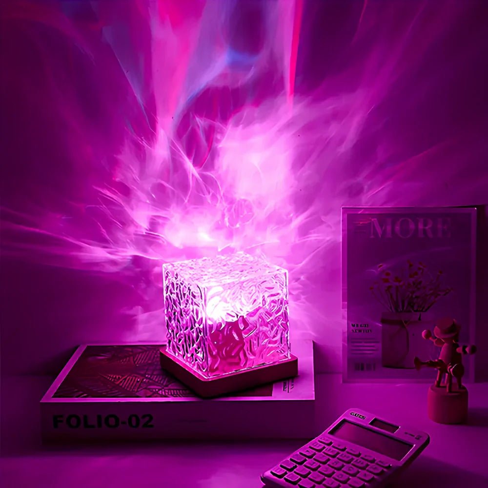 Decorative Cube LED Table Lamp Glass Ice Cube Design - Table Lamps - Oaksoho