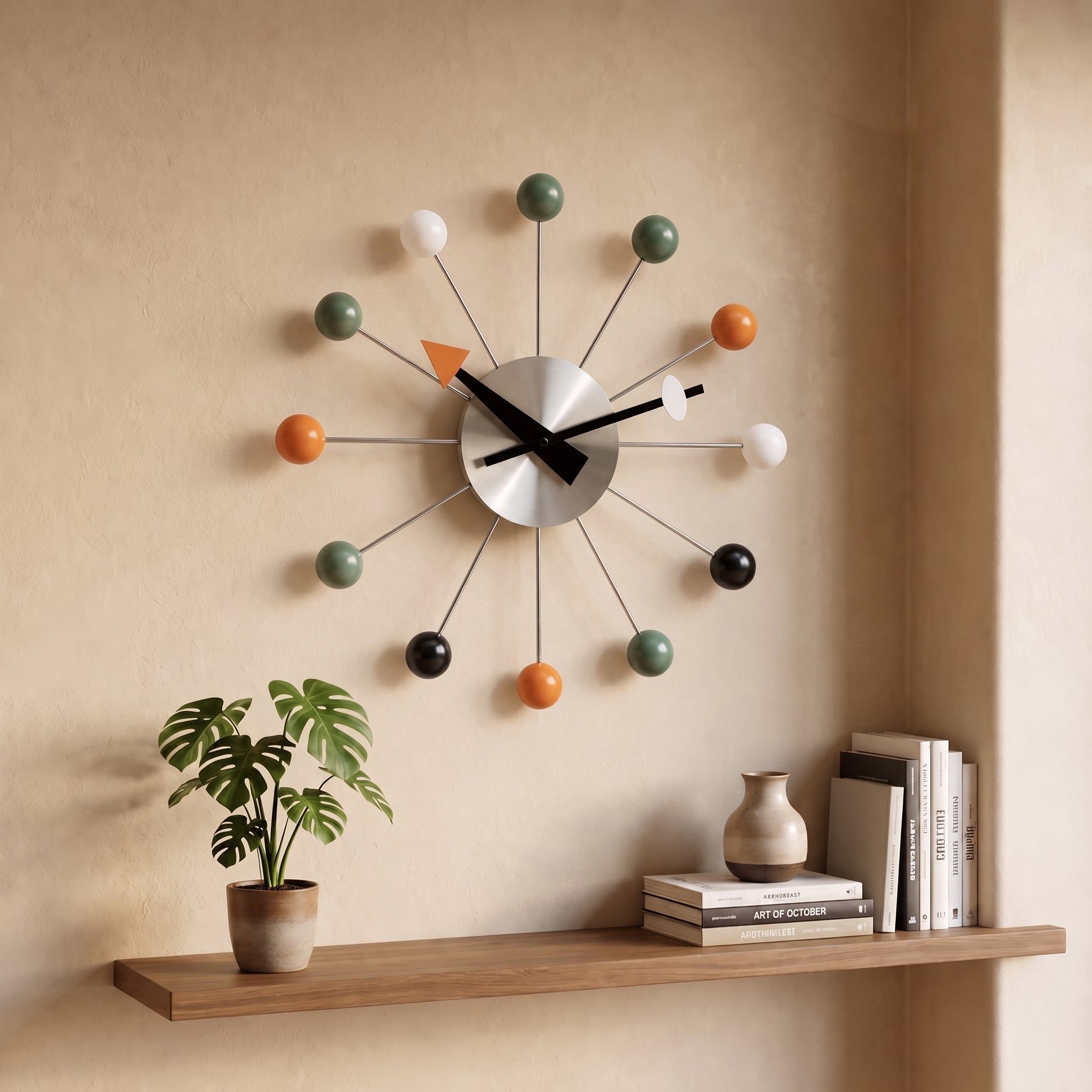 Decorative retro ball wall clock in a spherical design - Wall Clock - Multicoloured - Oaksoho
