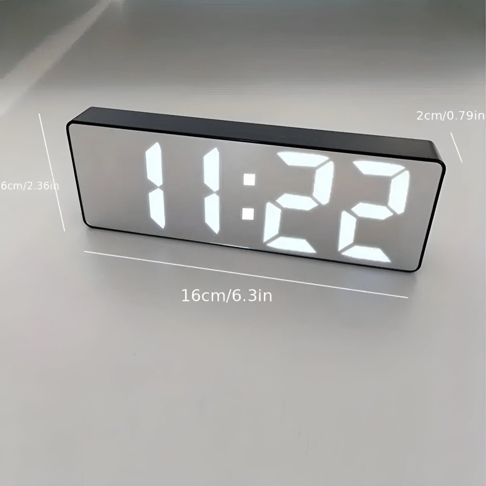 Digital Alarm Clock with LED Mirror Display - Alarm clock - Glossy Black - Oaksoho
