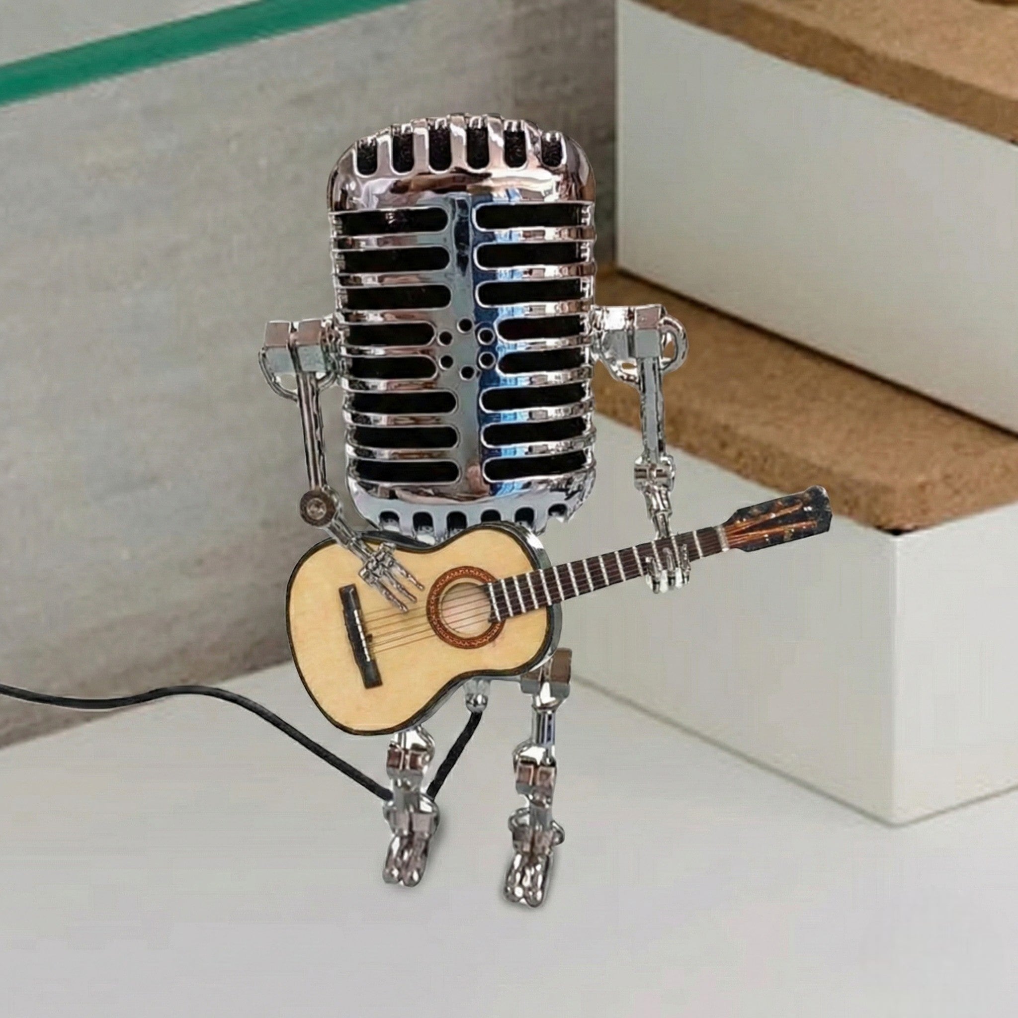 Dimmable LED Table Lamp in Creative Microphone Robot Design - Table Lamps - Yellow - Oaksoho