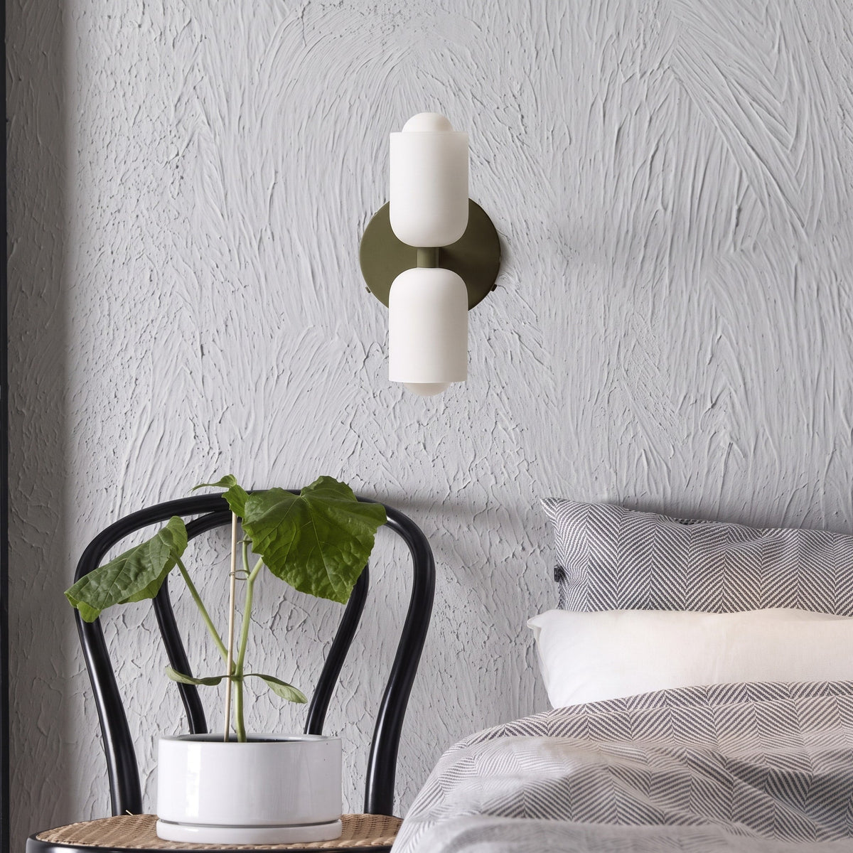 Double Head Wall Lights with Frosted Glass Globes - Wall Light Fixtures - Green - Oak Soho