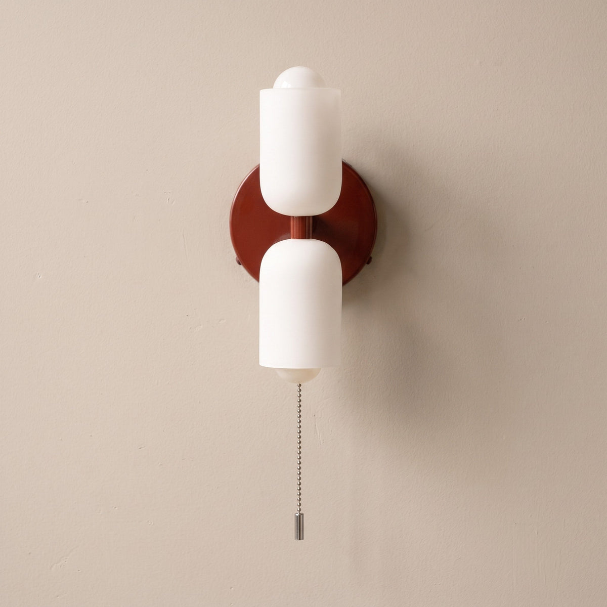 Double Head Wall Lights with Frosted Glass Globes - Wall Light Fixtures - Red - Oak Soho