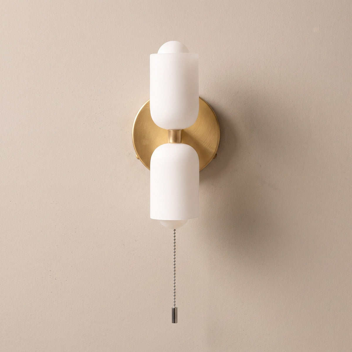 Double Head Wall Lights with Frosted Glass Globes - Wall Light Fixtures - Gold - Oak Soho
