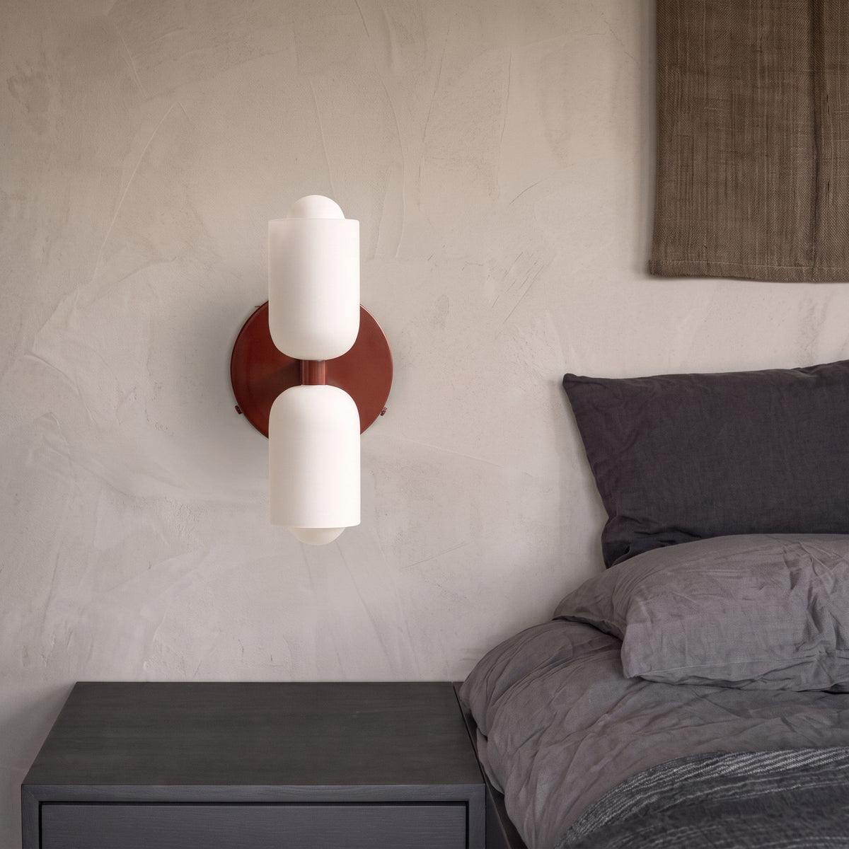 Double Head Wall Lights with Frosted Glass Globes - Wall Light Fixtures - Red - Oak Soho
