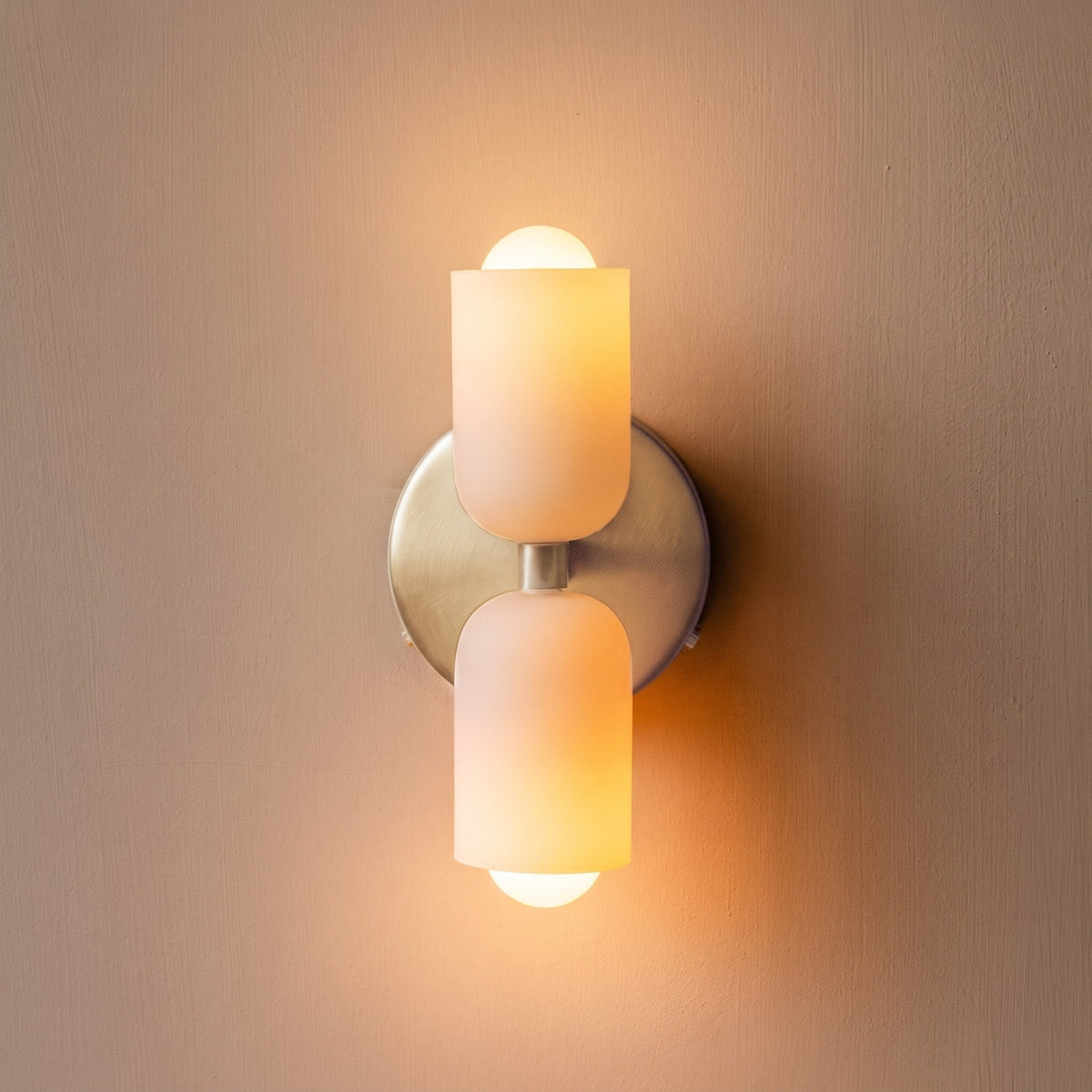 Double Head Wall Lights with Frosted Glass Globes - Wall Light Fixtures - Gold - Oak Soho