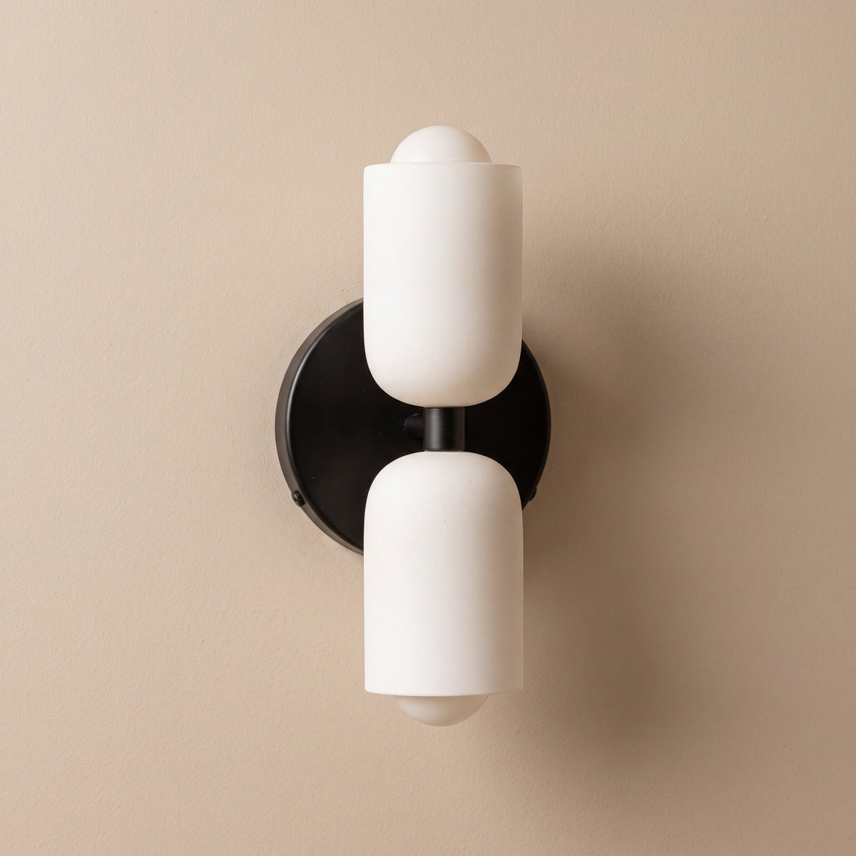 Double Head Wall Lights with Frosted Glass Globes - Wall Light Fixtures - Black - Oak Soho