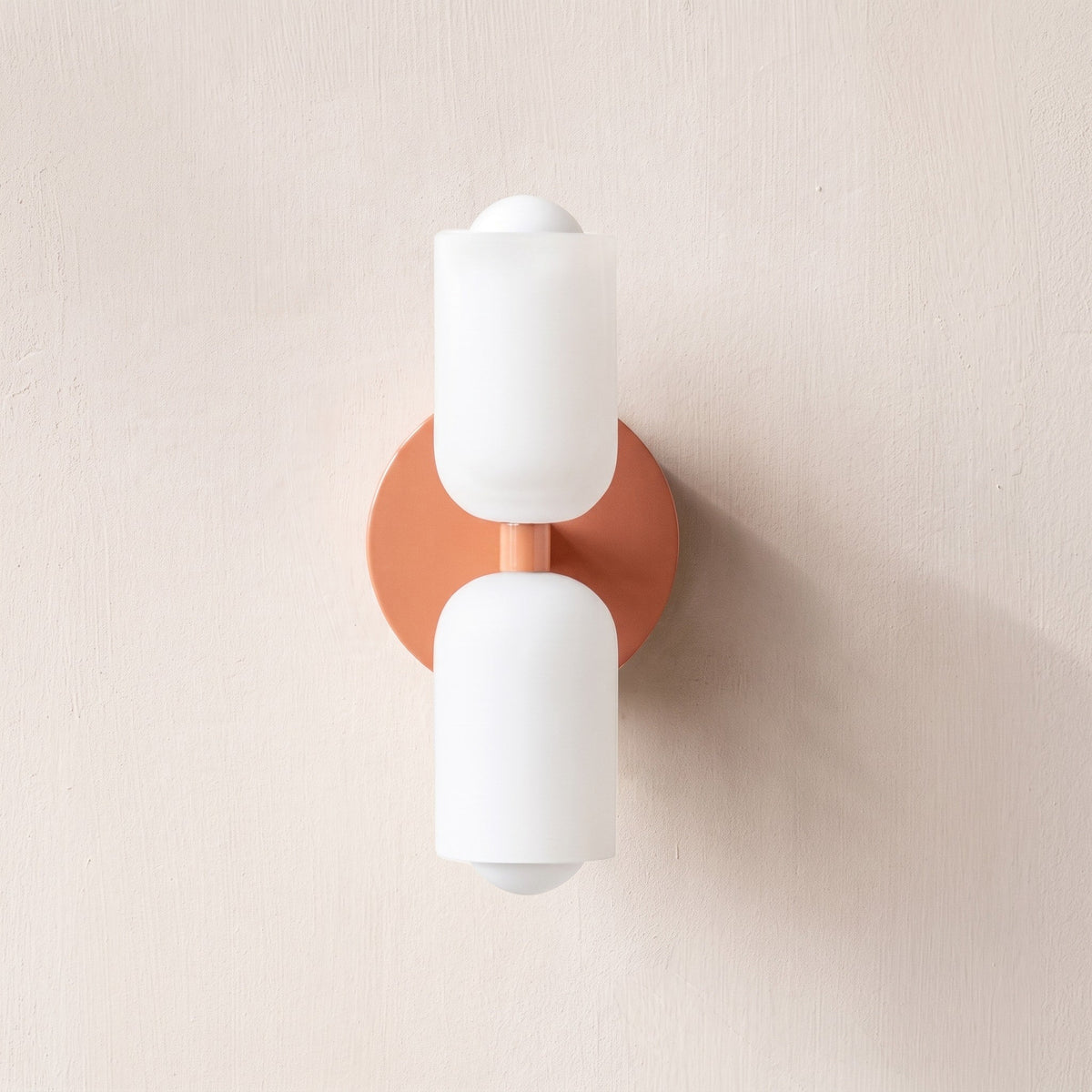 Double Head Wall Lights with Frosted Glass Globes - Wall Light Fixtures - Pink - Oak Soho
