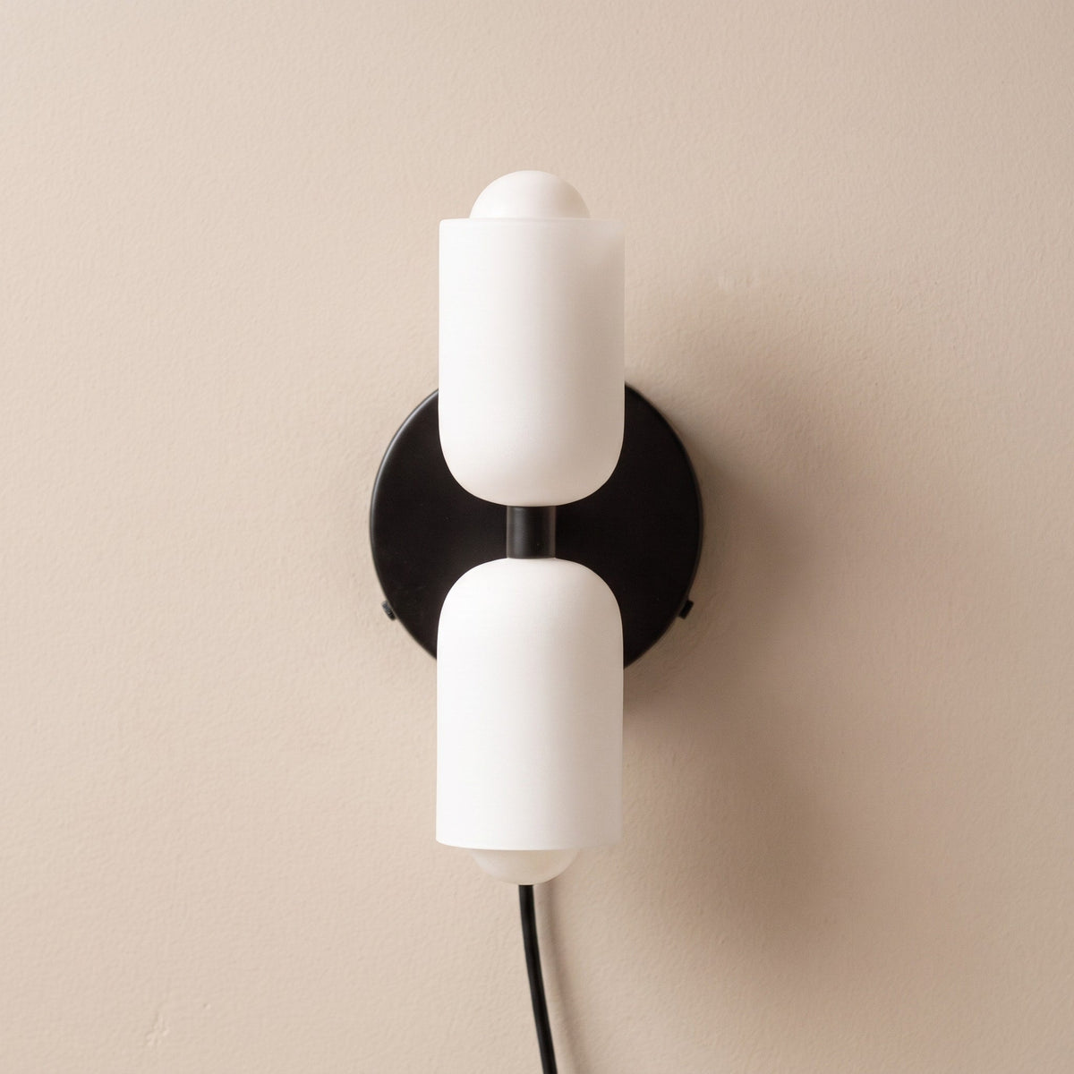 Double Head Wall Lights with Frosted Glass Globes - Wall Light Fixtures - Black - Oak Soho