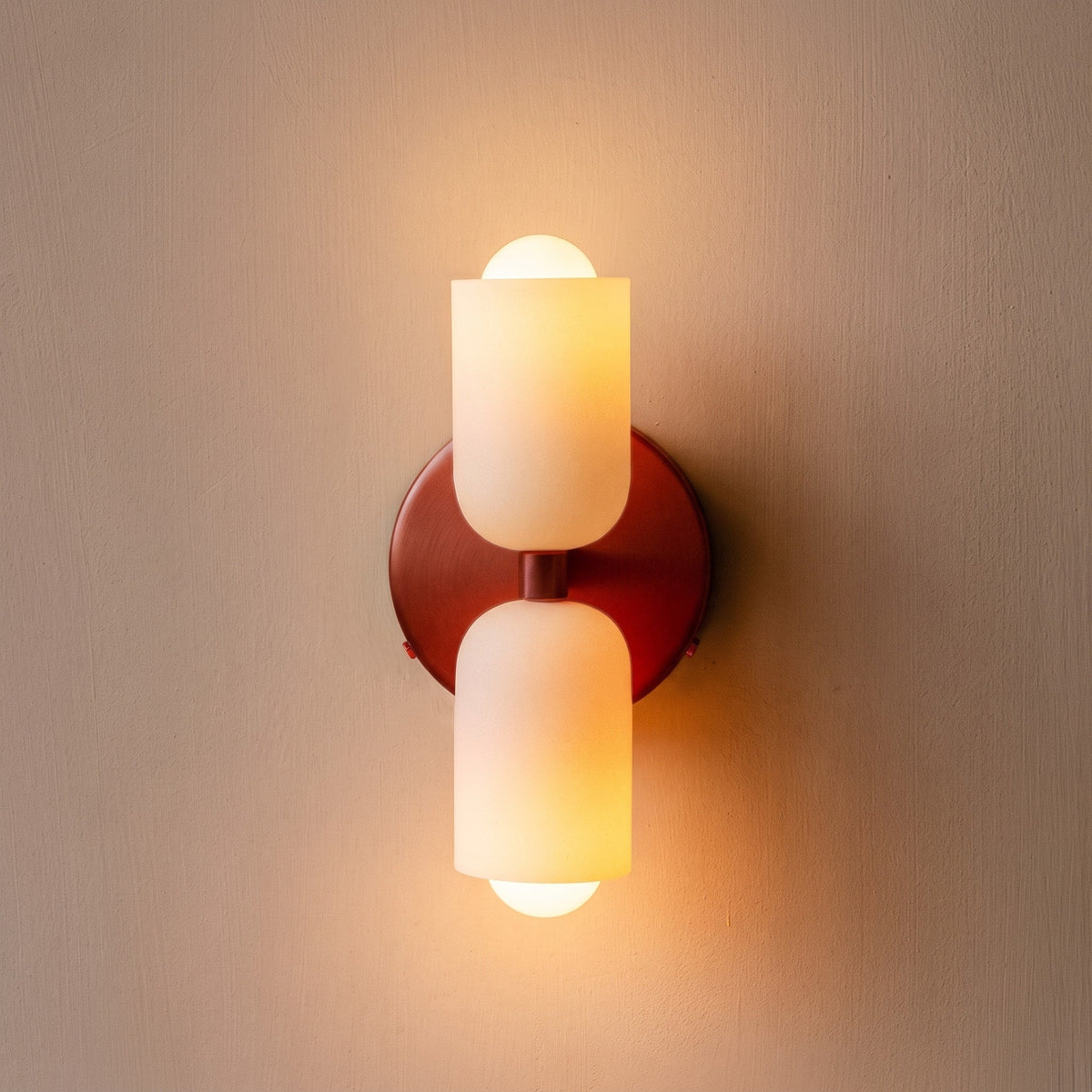 Double Head Wall Lights with Frosted Glass Globes - Wall Light Fixtures - Red - Oak Soho