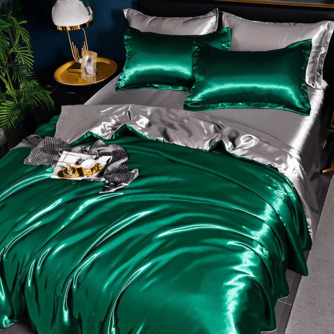 Durable Bedding Set with Glossy Surface - Bedding Set - Silver Green - Oaksoho