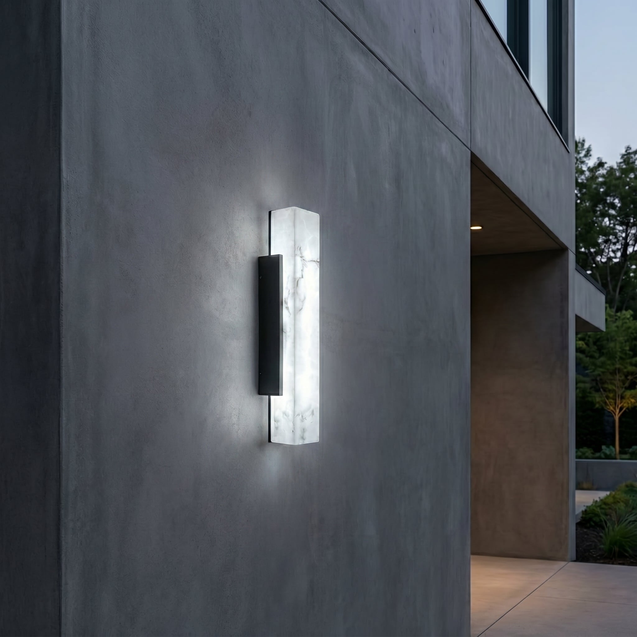 Elegant Alabaster Wall Lamp with Black Metal Frame - Wall Lights - 40 cm (10W) - Oaksoho