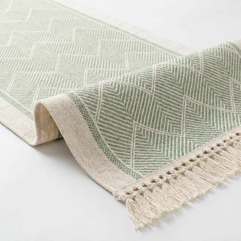 Elegant Table Runner with Woven Texture for Living Spaces - Table Runner - Green - Oaksoho