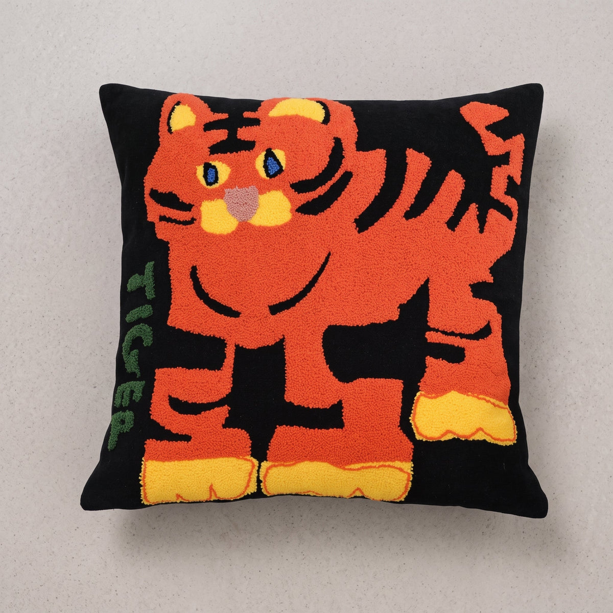 Embroidered Animal Cushion Cover with Playful Cartoon Design - Chair & Sofa Cushion Covers - Tiger - Oaksoho