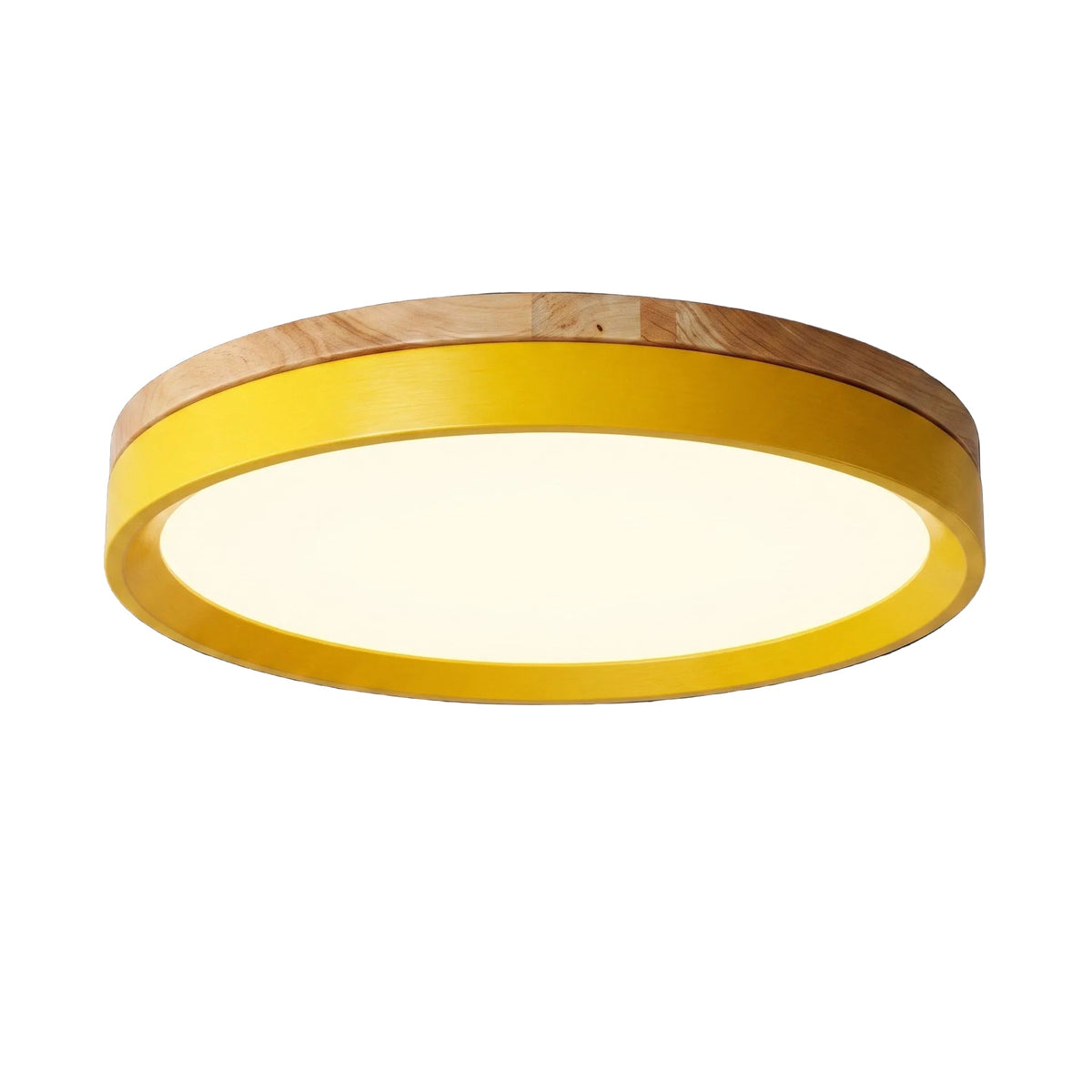 Flush Mount Nordic Round Wood Trim LED Ceiling Light - Ceiling Light Fixtures - White - Oaksoho