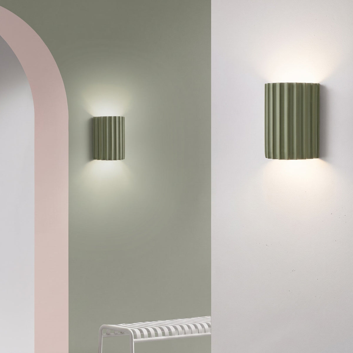 Fluted Cylinder Wall Light with Ribbed Design Finish - Wall Light Fixtures - Orange - Oak Soho