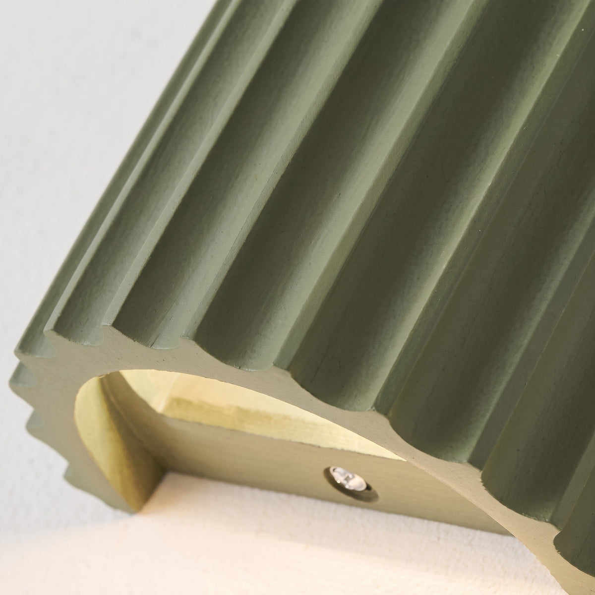 Fluted Cylinder Wall Light with Ribbed Design Finish - Wall Light Fixtures - Green - Oak Soho