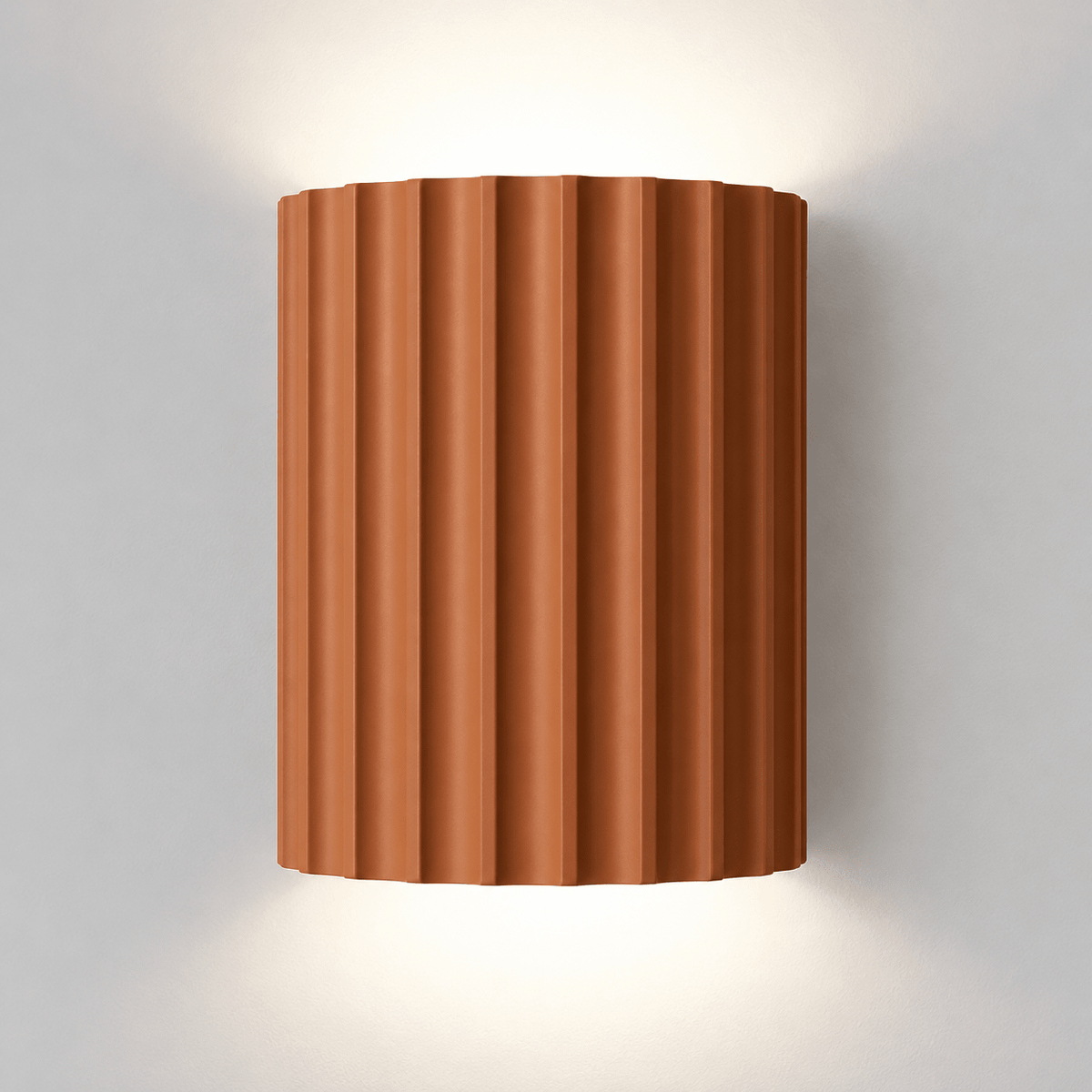Fluted Cylinder Wall Light with Ribbed Design Finish - Wall Light Fixtures - Orange - Oak Soho