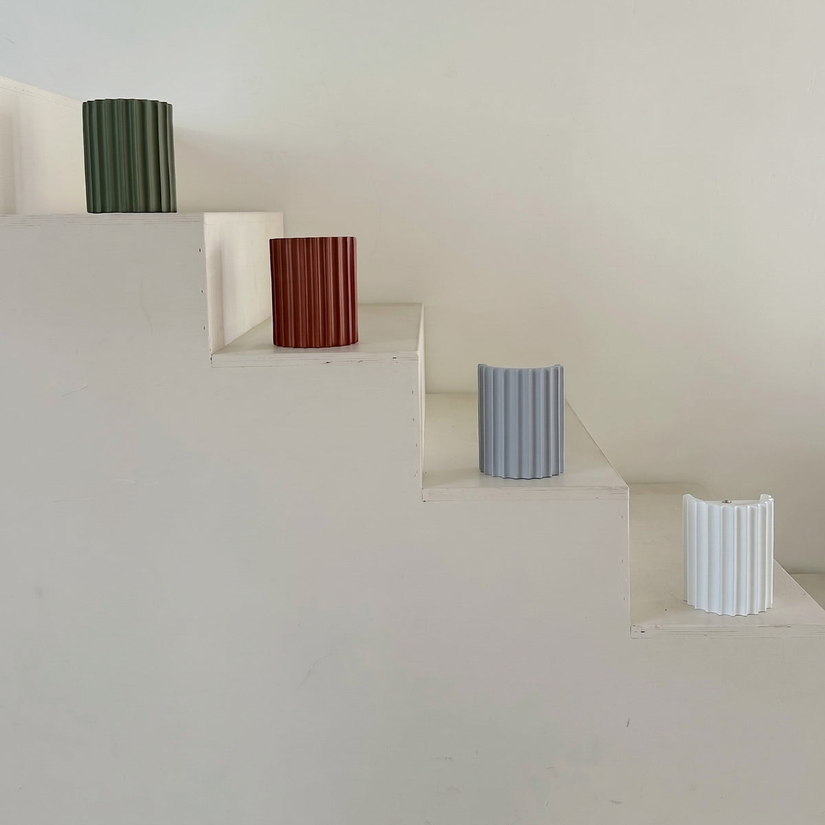 Fluted Cylinder Wall Light with Ribbed Design Finish - Wall Light Fixtures - Orange - Oak Soho