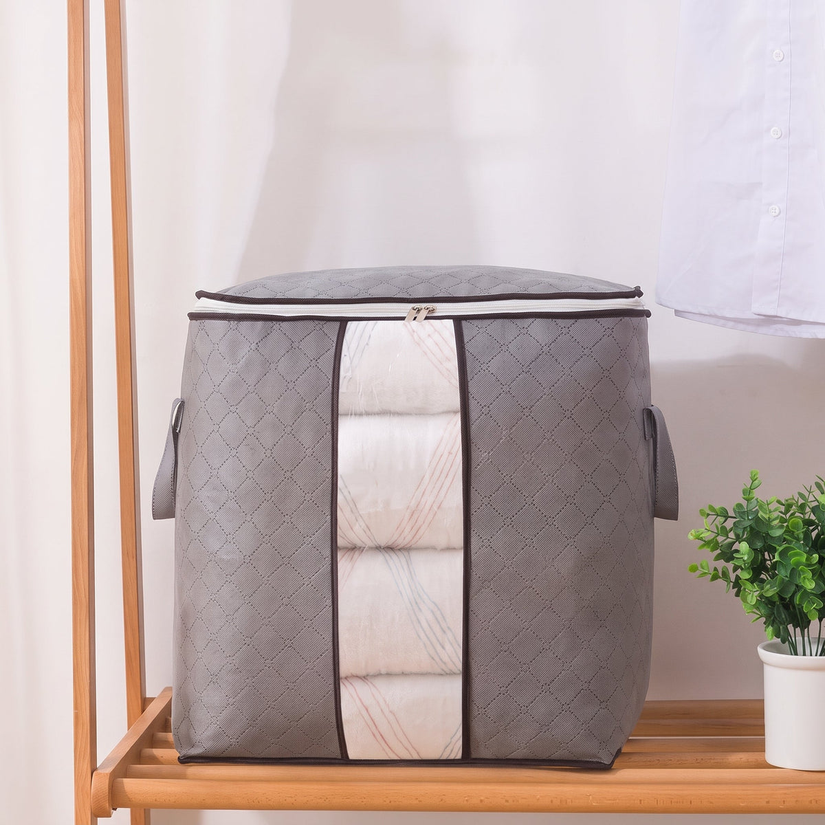 Foldable Storage Bag with Clear Window and Carry Handles - Household Storage Bags - 3 boxes - Oak Soho