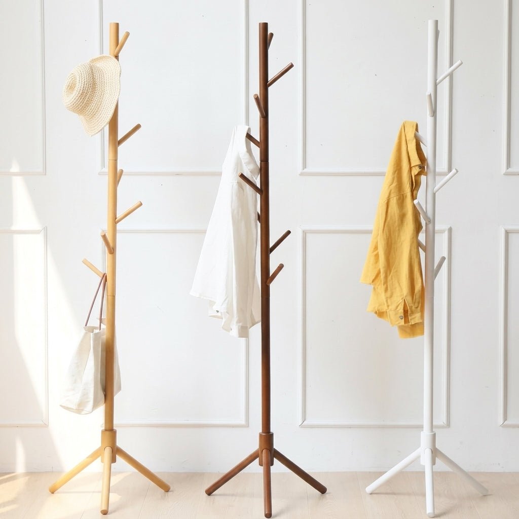 Freestanding Coat Rack with Branch-Shaped Hooks - Coat Rack - Brown - Oaksoho