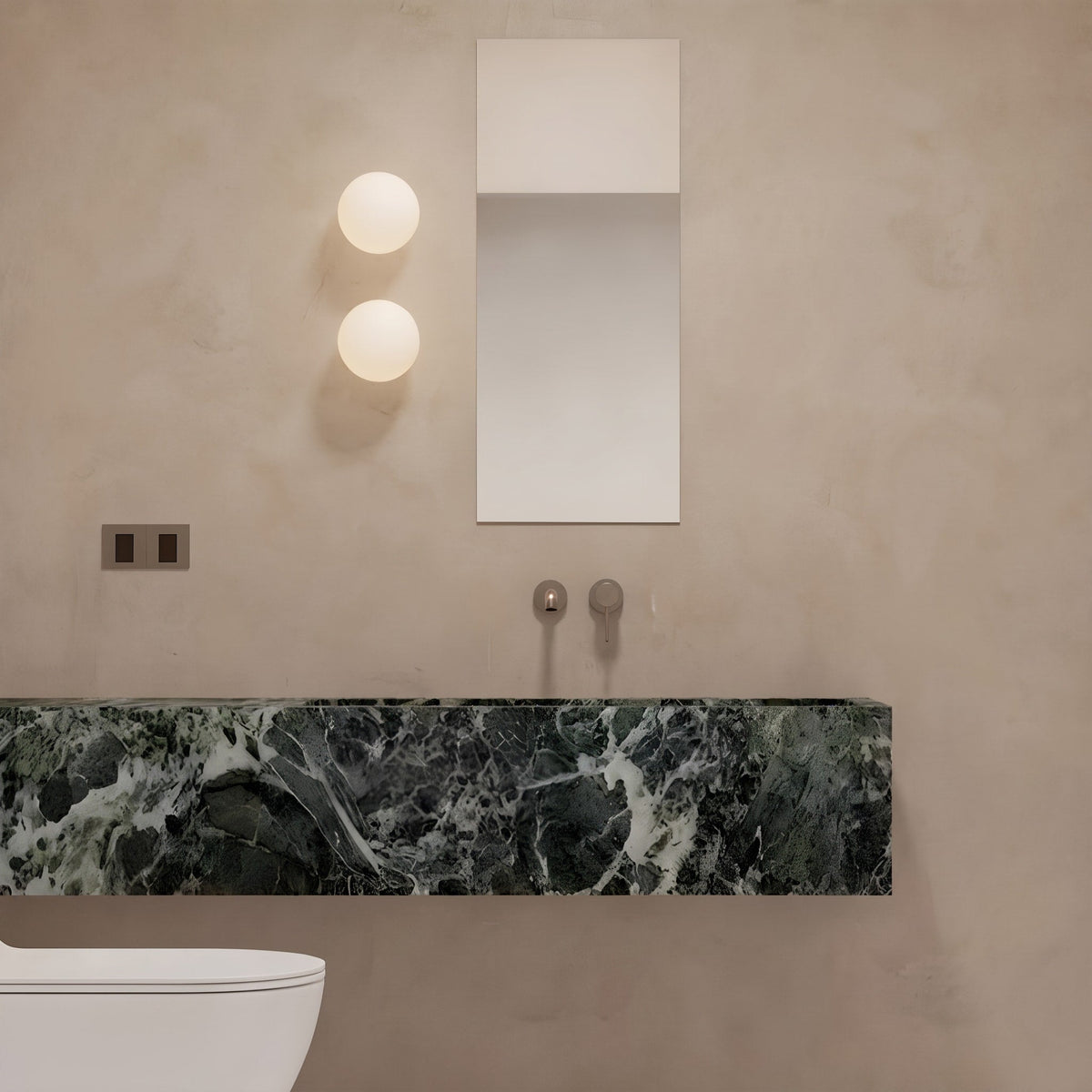 Frosted Glass Globe Wall Lamp with Minimal Metal Base - Wall Light Fixtures - 12 cm - Oaksoho