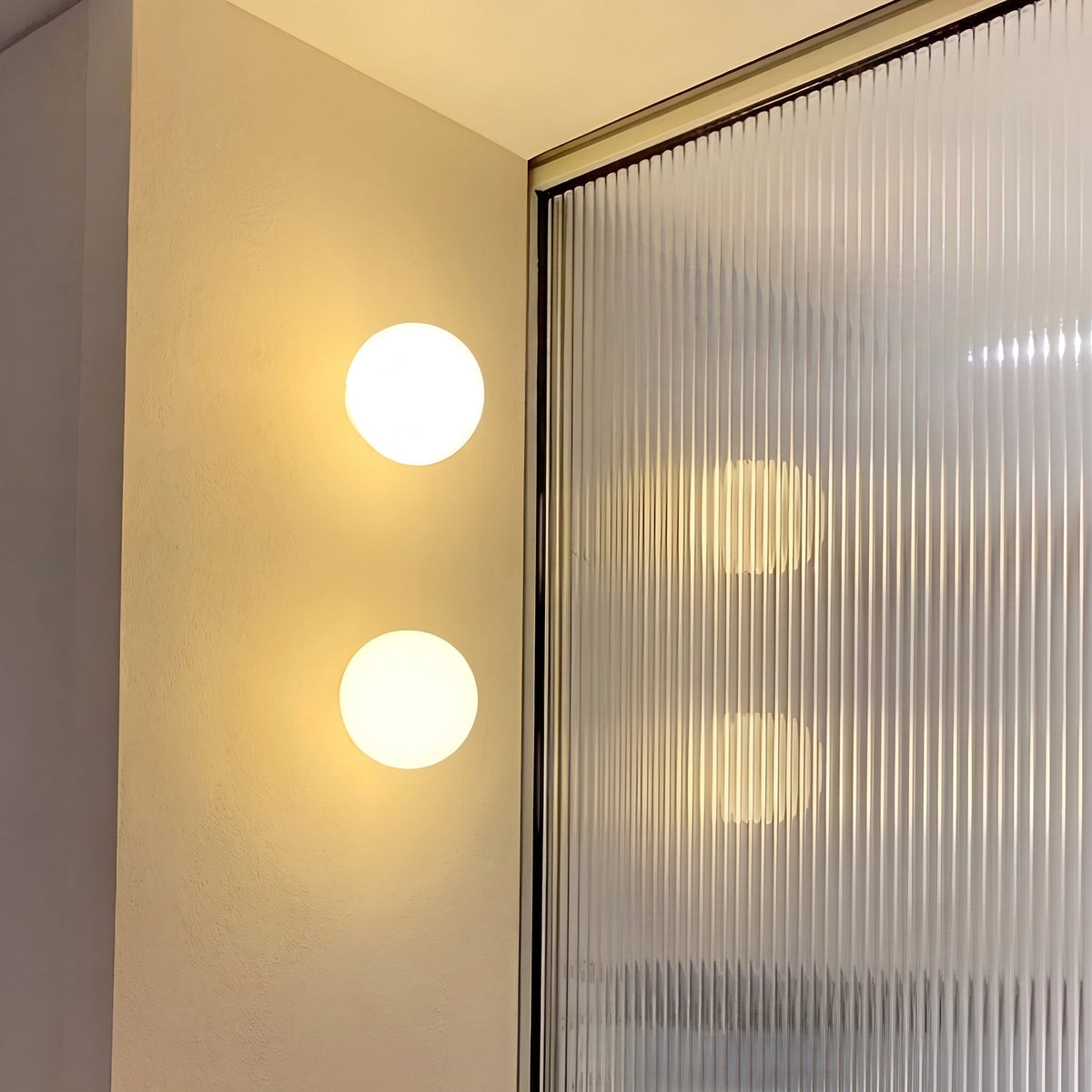Frosted Glass Globe Wall Lamp with Minimal Metal Base - Wall Light Fixtures - 12 cm - Oaksoho