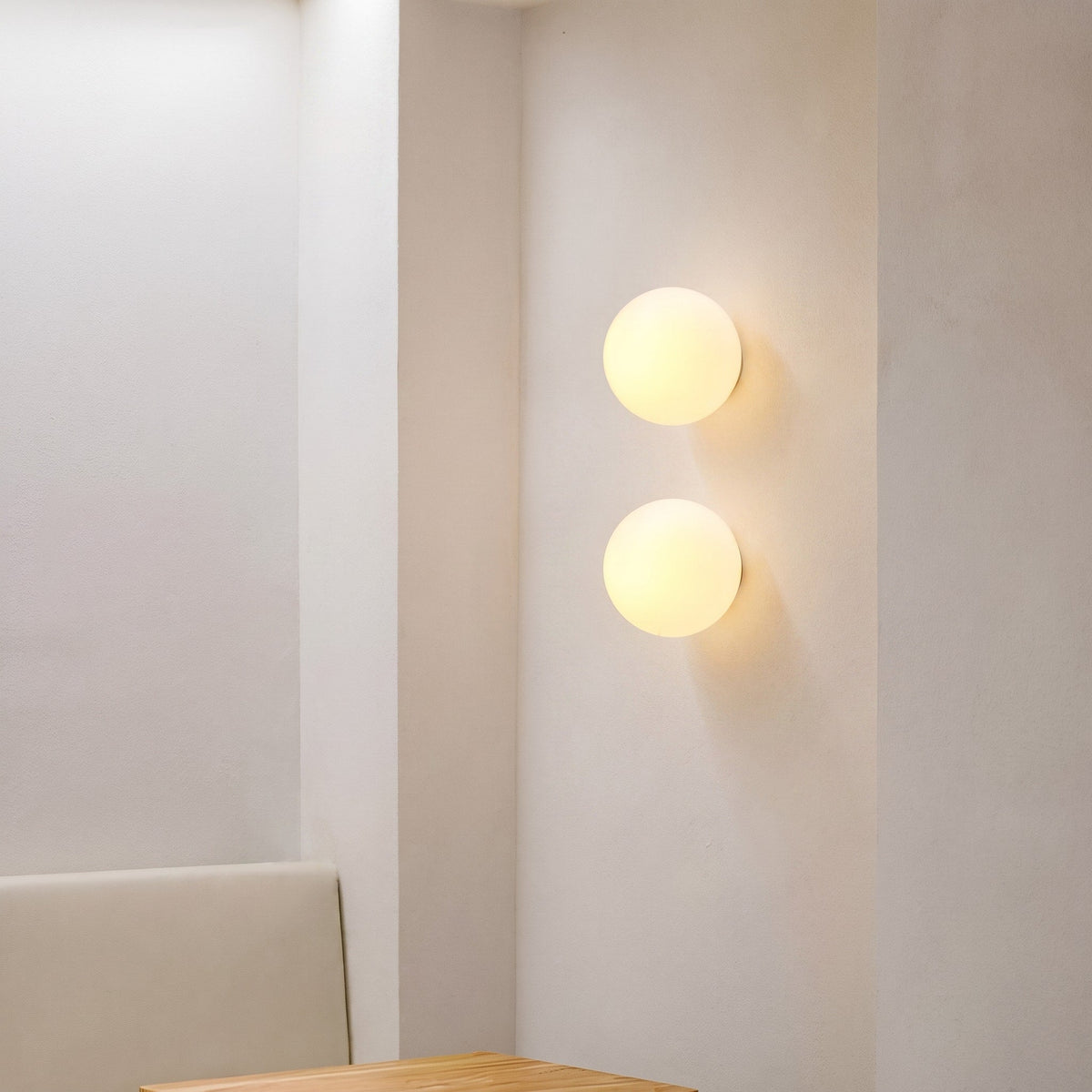 Frosted Glass Globe Wall Lamp with Minimal Metal Base - Wall Light Fixtures - 12 cm - Oaksoho