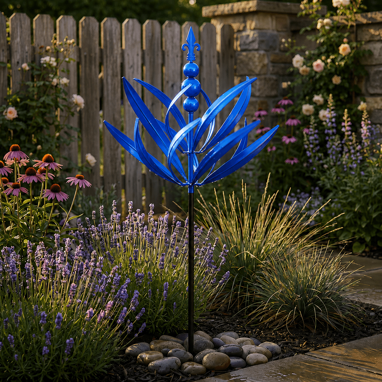Garden Wind Spinner with Lotus Flower Design - Windspinner - Oaksoho