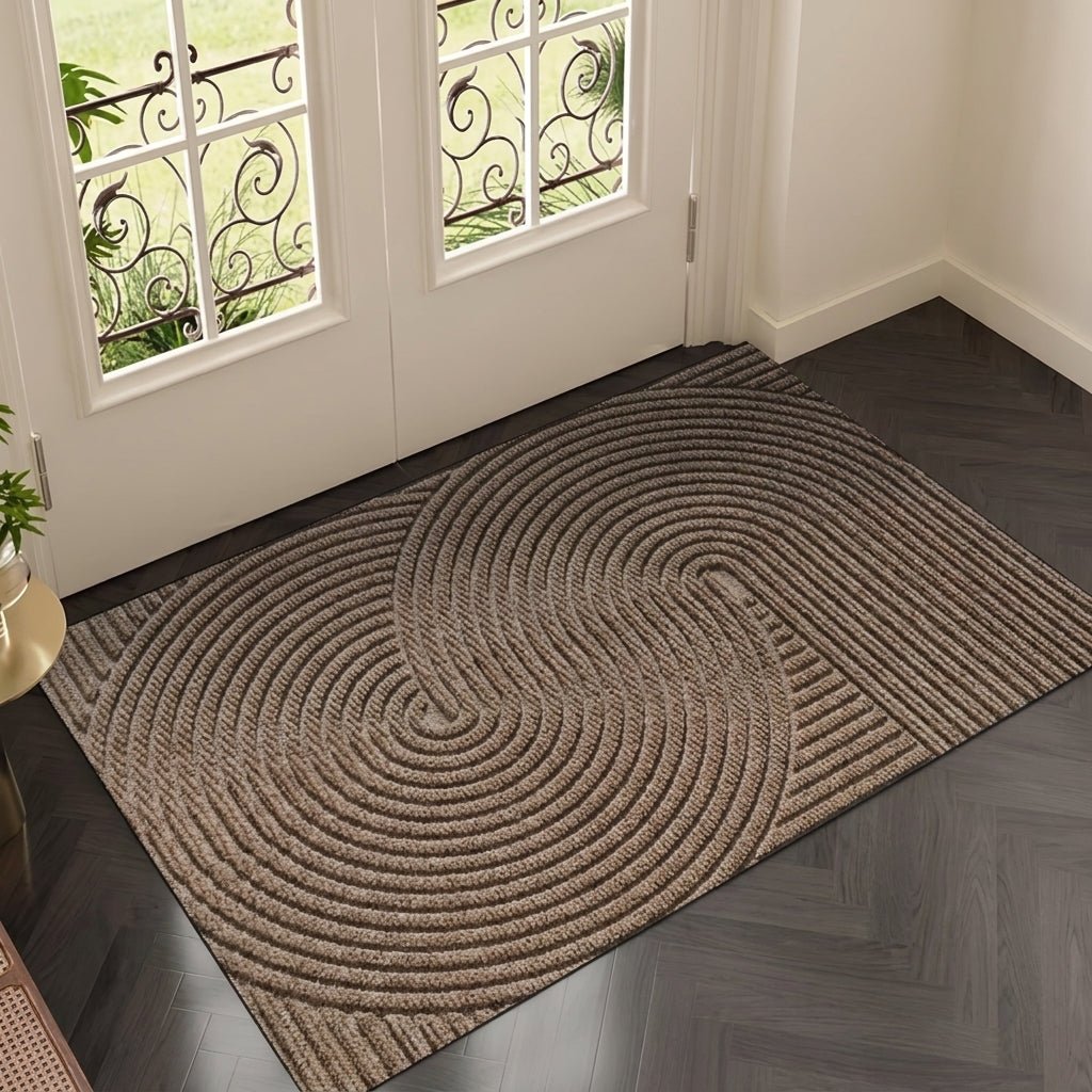 Geometric Striped Structured Entrance Mat - Entrance Mat - Khaki - Oaksoho