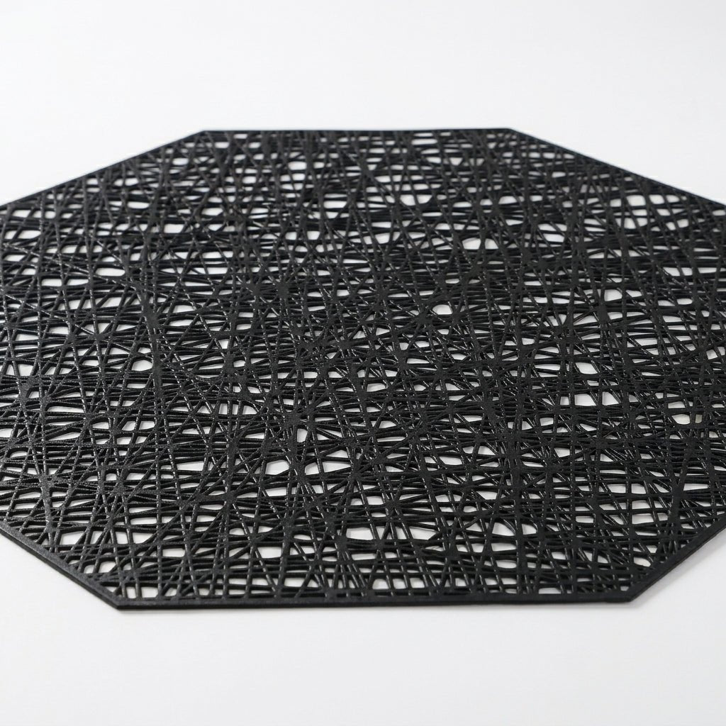 Geometric Table Mats with Decorative Patterns - Table Mats - Black - Oaksoho