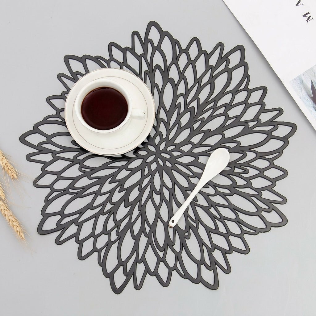 Geometric Table Mats with Decorative Patterns - Table Mats - Black - Oaksoho