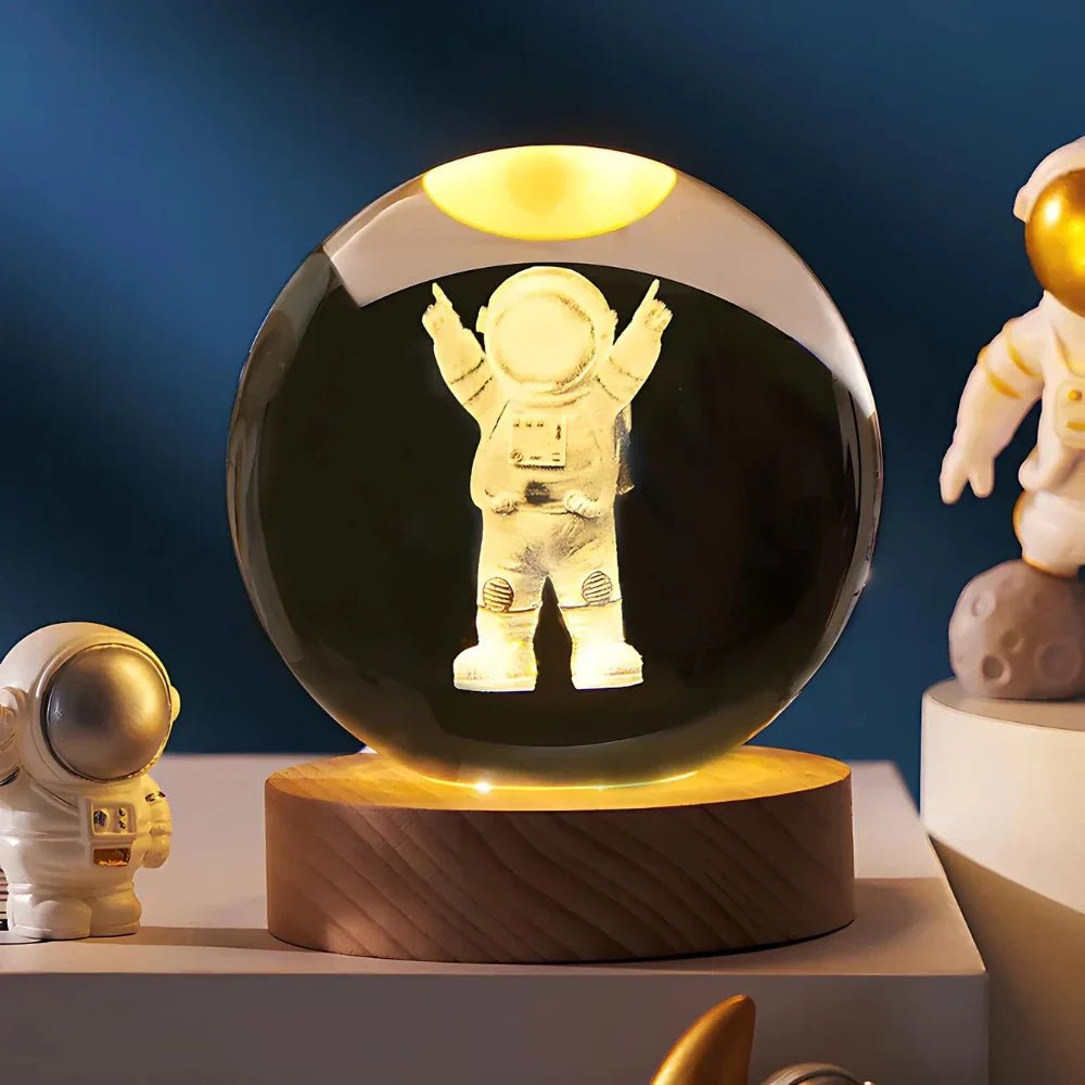Glowing 3D Crystal Ball Table Lamp Galaxy Design - Table Lamps - Astronaut - Oaksoho