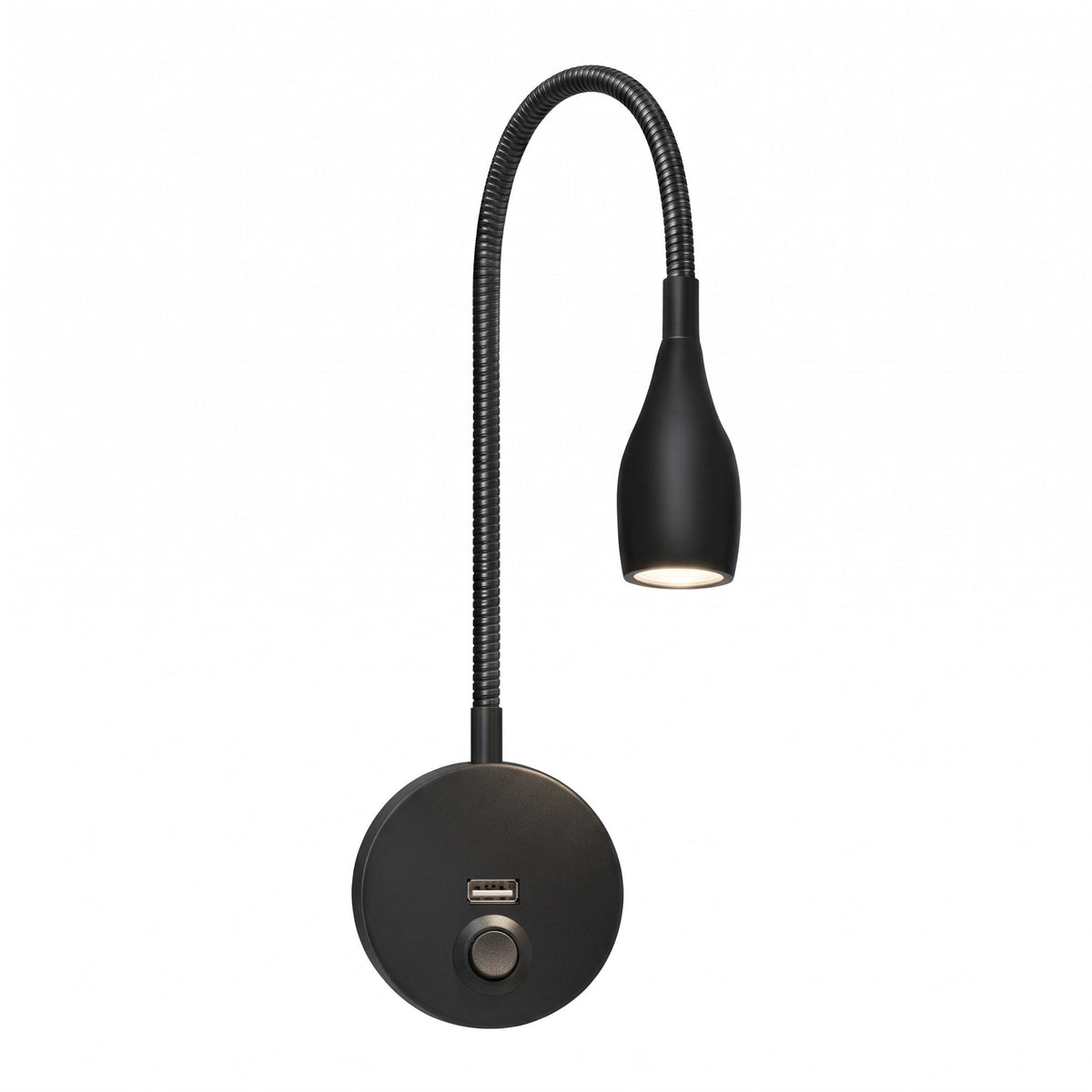 Gooseneck LED Wall Light with USB Charging Port - Wall Light Fixtures - Warm Light - Oak Soho