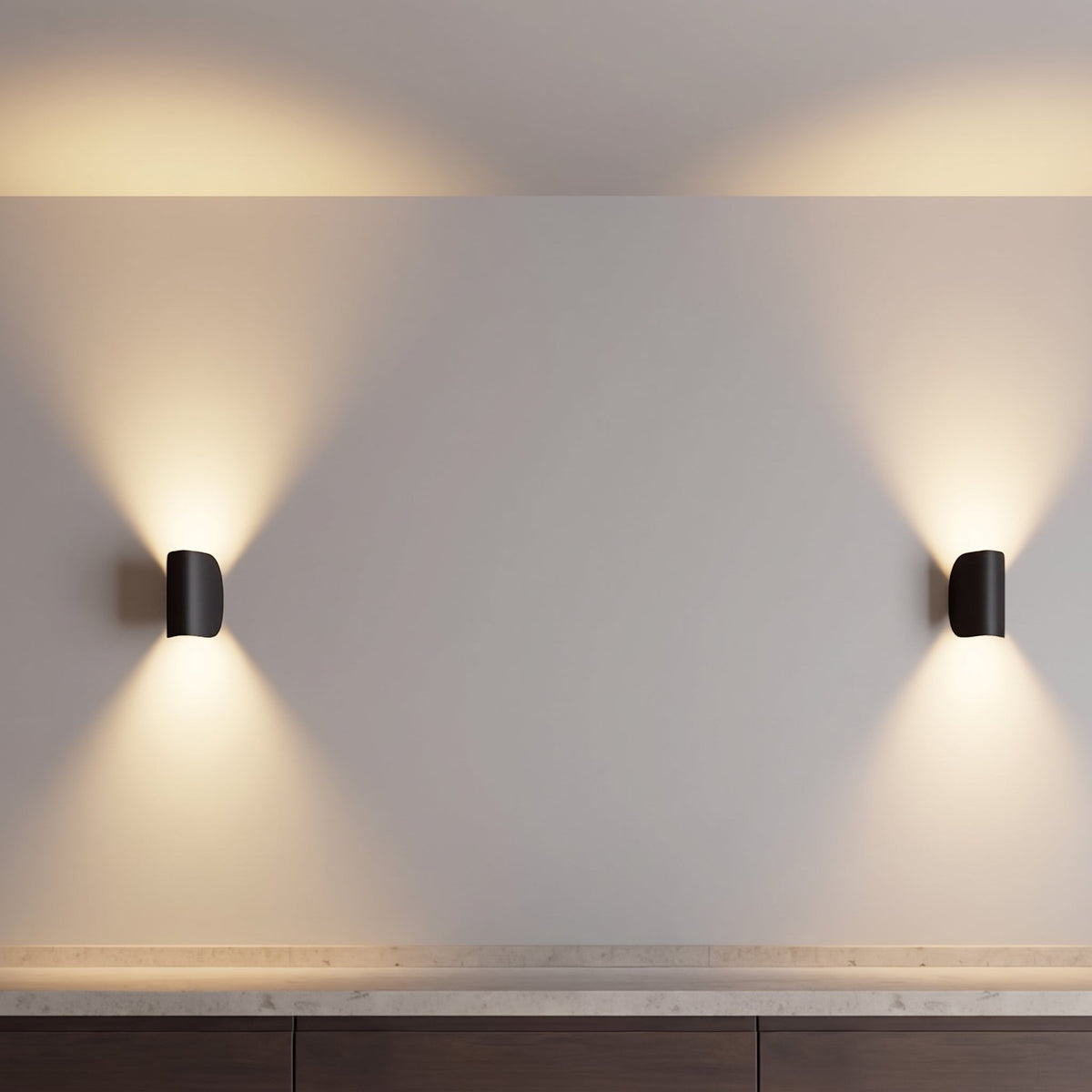 Half Moon Curved Shade Up Down LED Wall Light - Wall Light Fixtures - Black - Oak Soho
