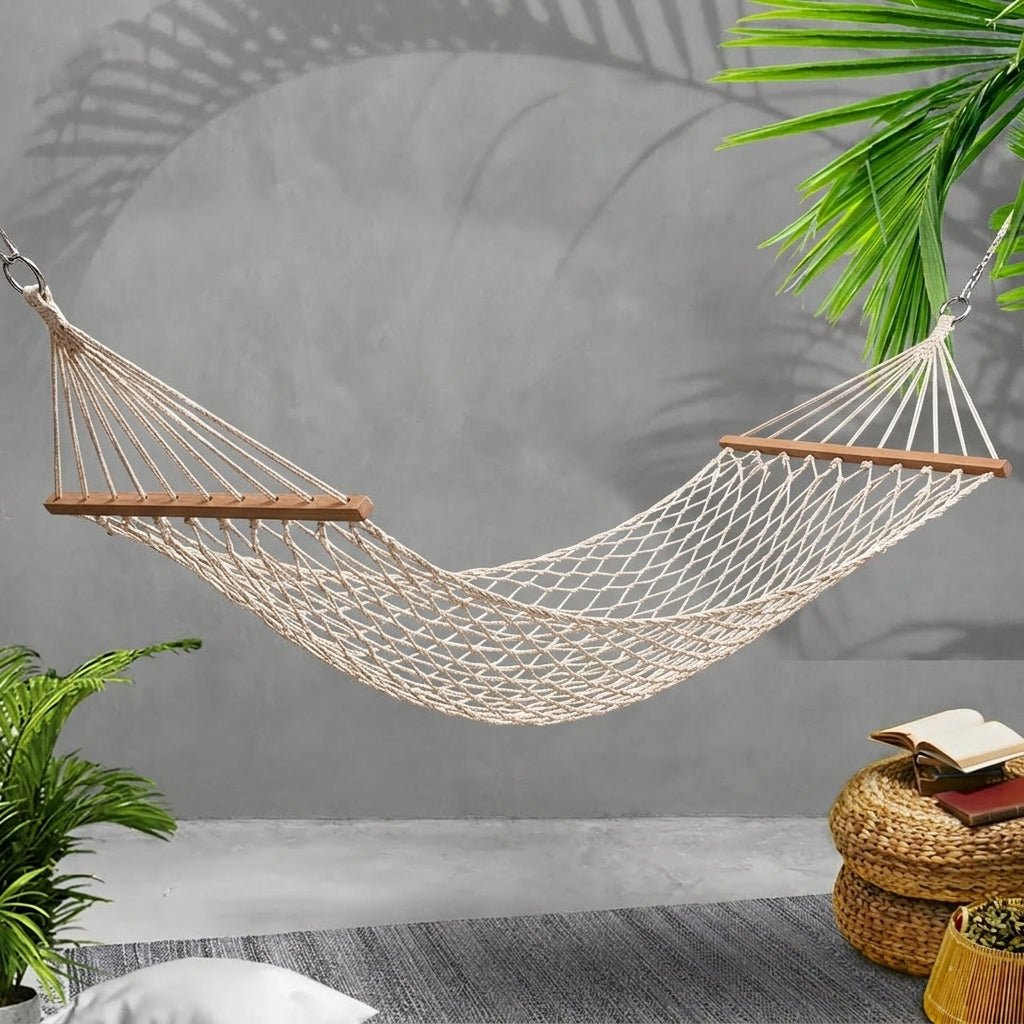 Hammock with Spreader Bar for Outdoor Use - Outdoor Hammrock - Oaksoho