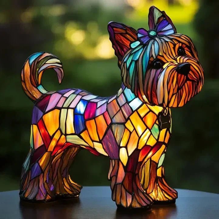 Handcrafted Light-Up Lamp in Dog Shape - Table Lamps - Yorkshire Terrier - Oaksoho