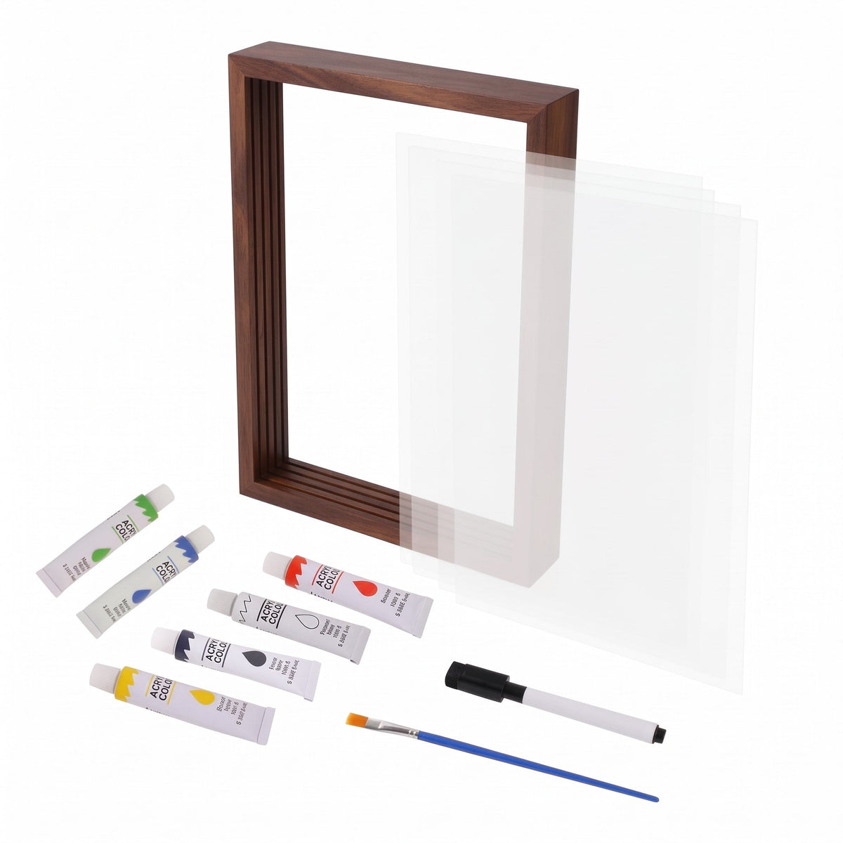 Handprint Keepsake Photo Frame with Glass Display - Picture Frames - Brown - Oak Soho