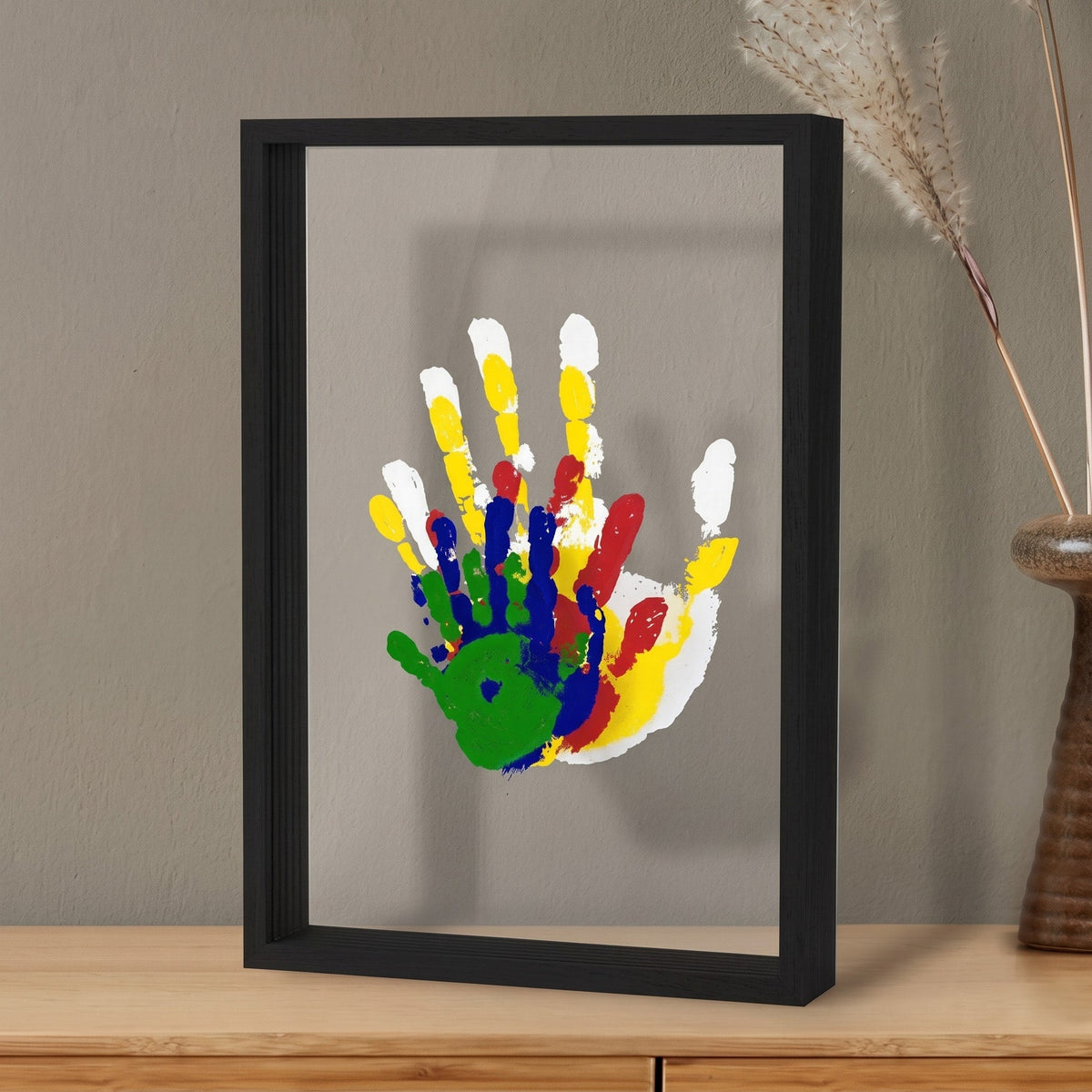 Handprint Keepsake Photo Frame with Glass Display - Picture Frames - Black - Oak Soho