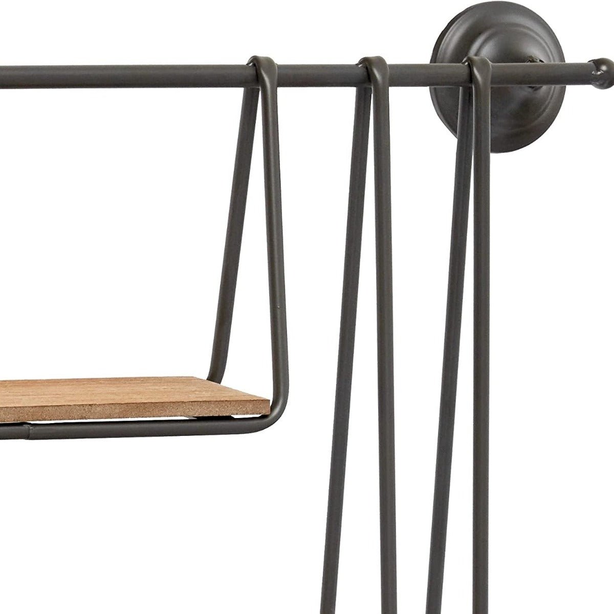 Hanging Wall Shelf Metal 3 Tier Wood Pipe Mounted Vintage Style - Rack Wall Shelves & Ledges - Oak Soho