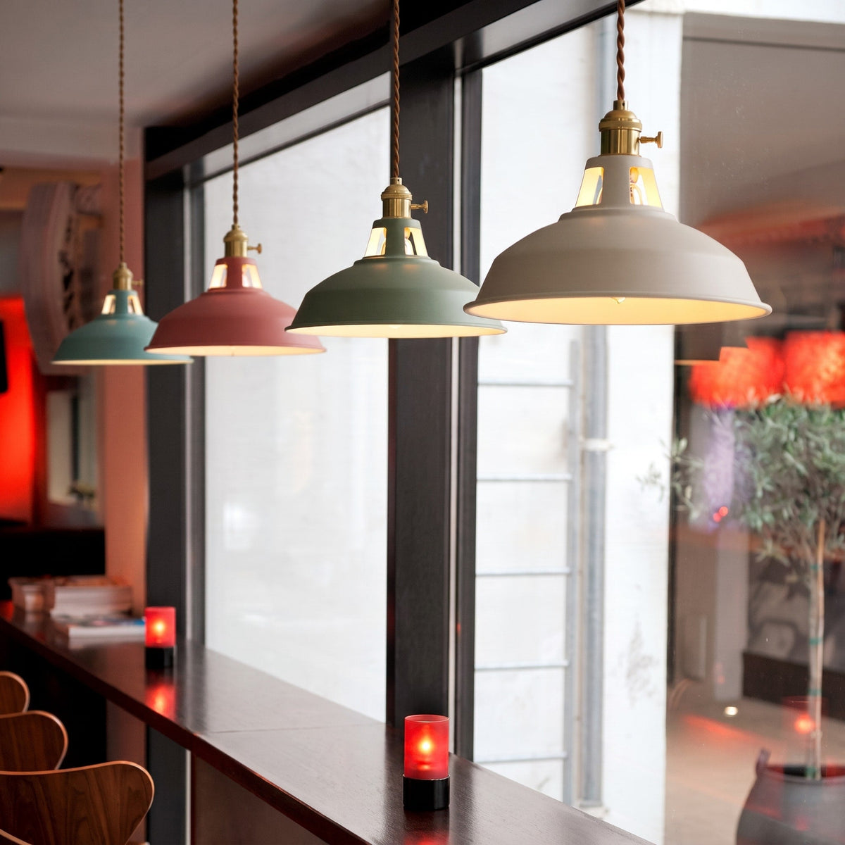 Industrial Barn Shade Pendant Light with Metal Dome - Pendant Light Fixtures - Yellow - Oaksoho