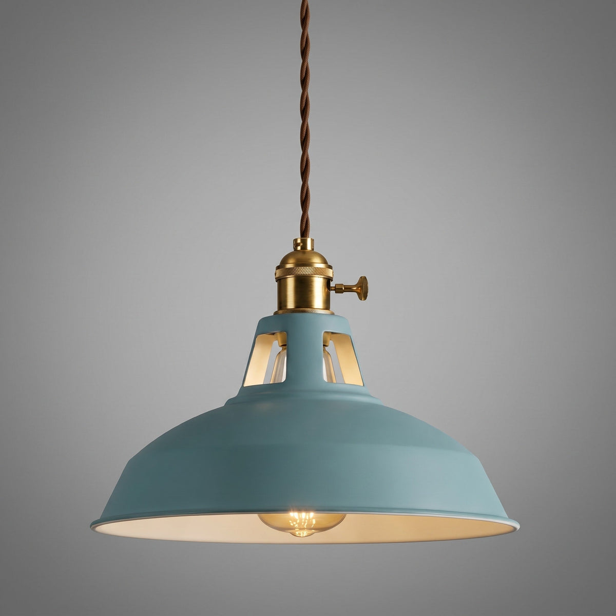 Industrial Barn Shade Pendant Light with Metal Dome - Pendant Light Fixtures - Green - Oaksoho