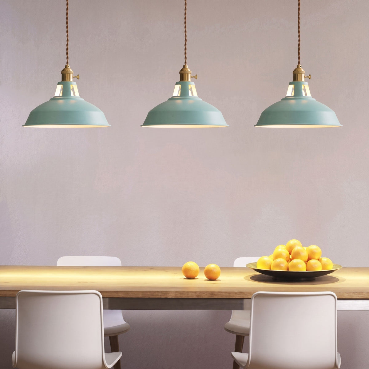 Industrial Barn Shade Pendant Light with Metal Dome - Pendant Light Fixtures - Yellow - Oaksoho
